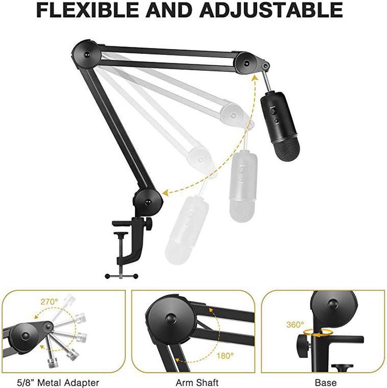 Alt view image 5 of 7 - Microphone Arm Stand Heavy Duty Mic Arm Microphone Stand Suspension Scissor Boom Stands with Mic Clip and Cable Ties for Blue Yeti Snowball and Blue Yeti NanoMedium