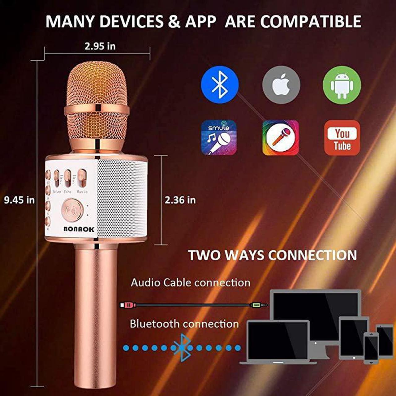 Alt view image 3 of 6 - Bluetooth Karaoke Wireless Microphone3in1 Portable Handheld Karaoke Mic Speaker Machine Christmas Birthday Home Party for AndroidiPhonePC or All Smartphone Q37