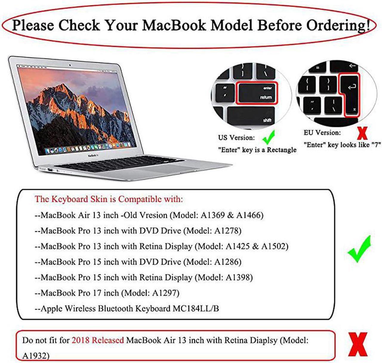 Alt view image 2 of 7 - Language Silicone Keyboard Cover for Old Version MacBook Air 13 MacBook Pro 13 15 17DO NOT fit for Mac Air Released in 20182020 Mac Pro Released After 2016 Ultra Thin Keyboard Skin