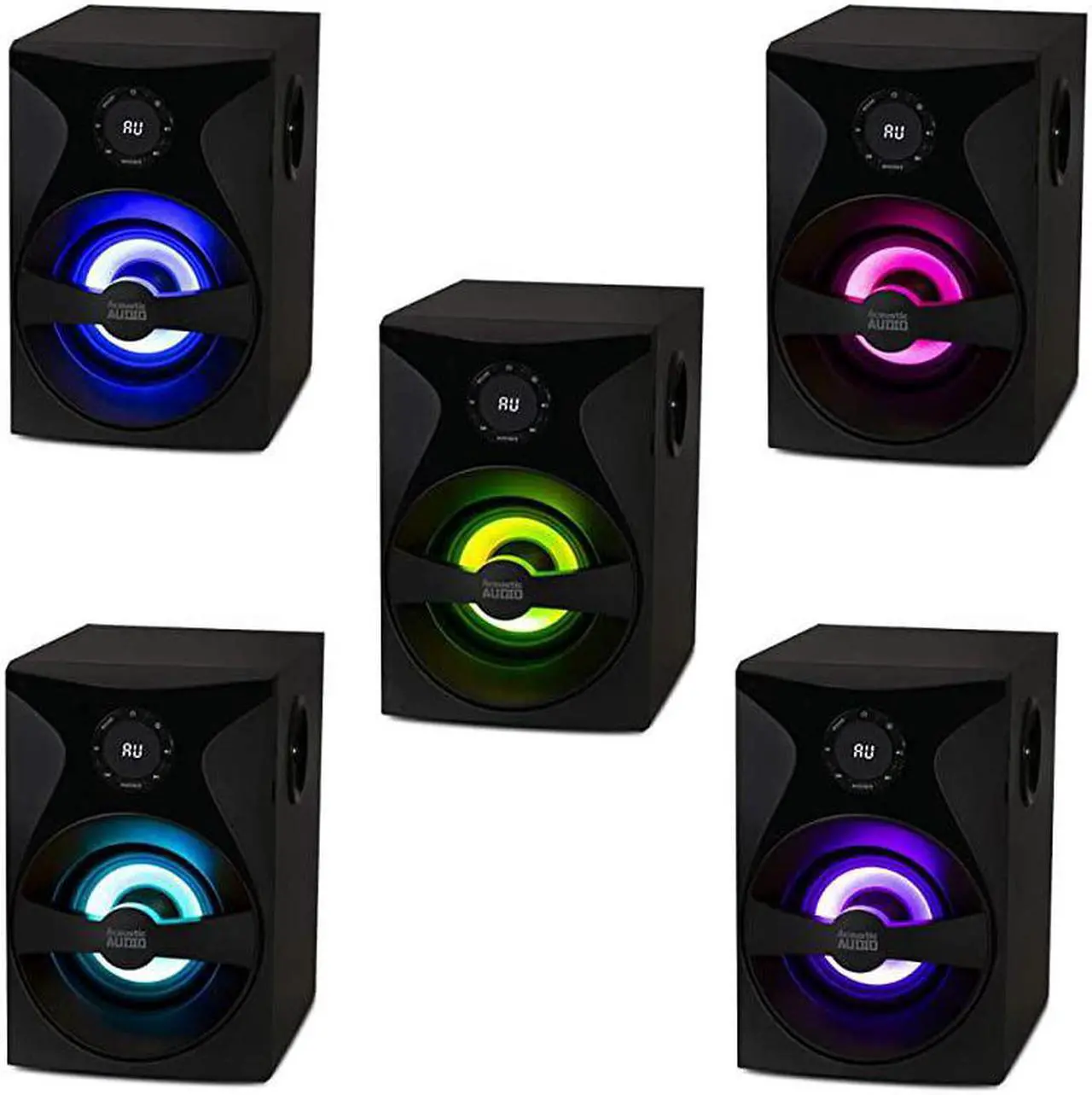 Alt view image 2 of 7 - AA5400 Bluetooth 51 Speaker System with Sub Light and FM Home Theater 6 Speaker Set Black