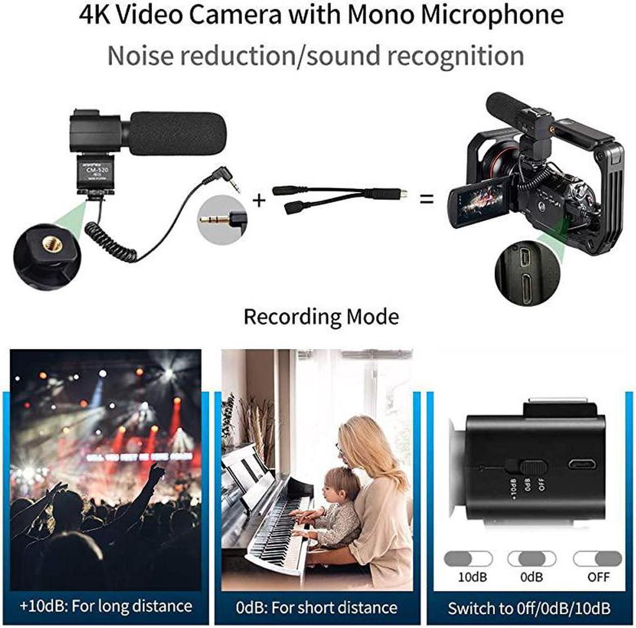 Alt view image 3 of 7 - Camcorder 4K Video Camera  AC5 UHD Camcorder with 12x Optical Zoom 31IPS Touchscreen HD 1080P 60FPS Digital WiFi Camera Camcorder with Microphone Video Light Wide Angle Lens and 64G SD Card