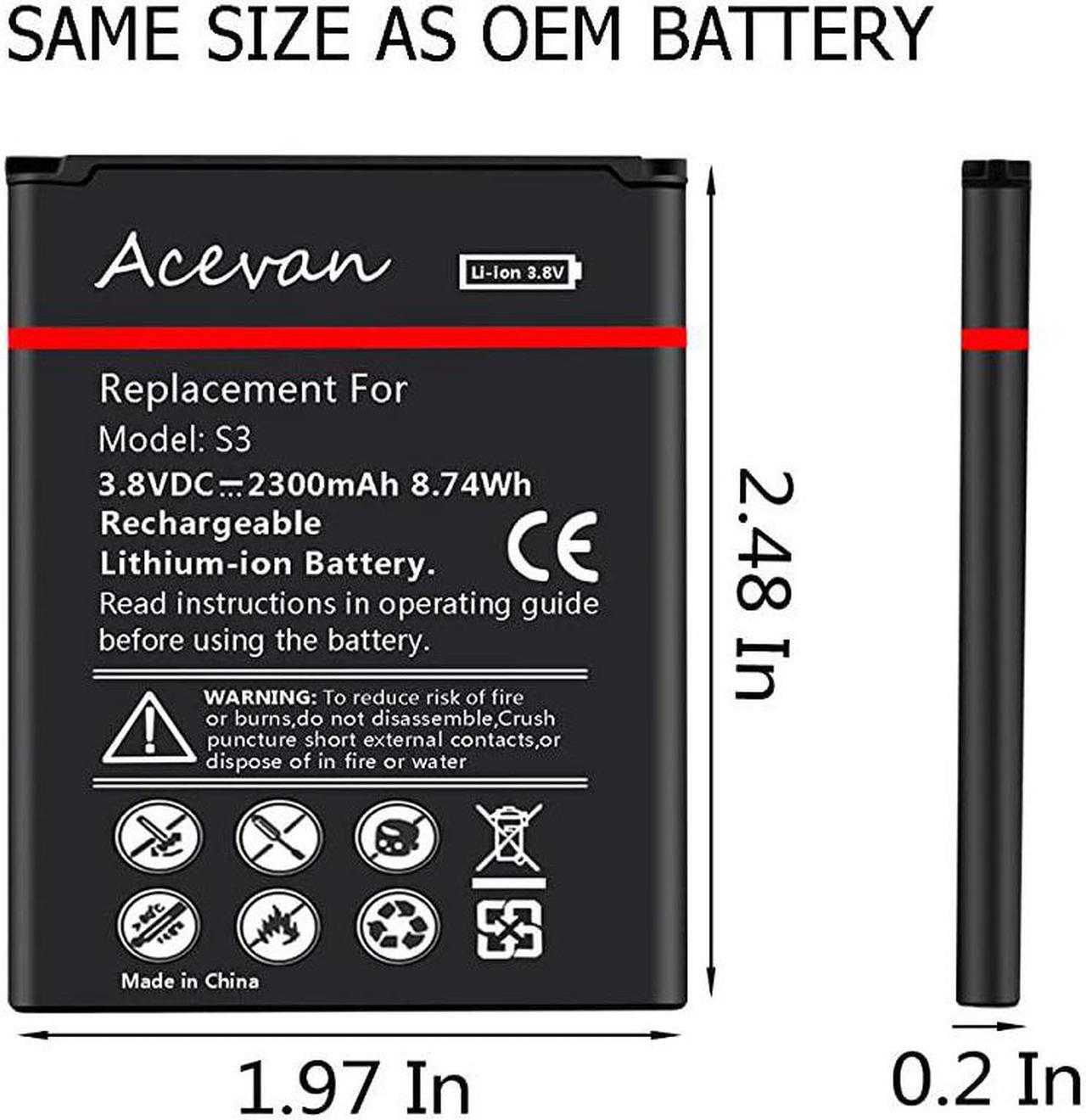 Alt view image 2 of 7 - Galaxy S3 Battery  Li-ion S3 Batteries Replacement for Samsung Galaxy S3 EB-L1G6LLU, Verizon I535, T-Mobile T999, Sprint L710, AT&T I747, R530, LTE I9305