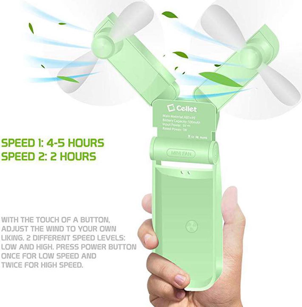 Alt view image 4 of 7 - Portable Mini Air Cooling Fan 500mAh USB Charged. Durable Light Weight Double Fan Heads Ideal for at Home, Office, Travel, Hiking, Running, Sports, and Other Outdoor Summer Activities