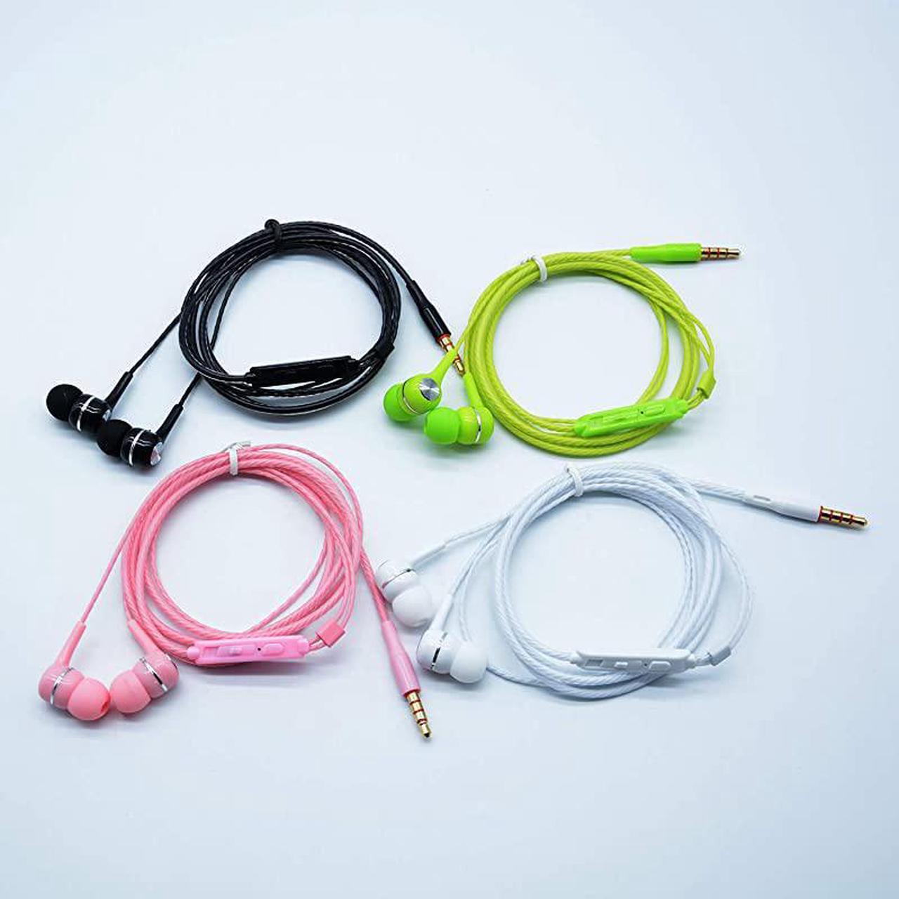 Alt view image 7 of 7 - Headphones Earphones Wired Earbuds with Microphone Noise Islating High Definition Fits All 35mm InterfaceStereo for Samsung iPhoneiPad iPod and Mp3 Players Black+White+Pink+Green 4pairs