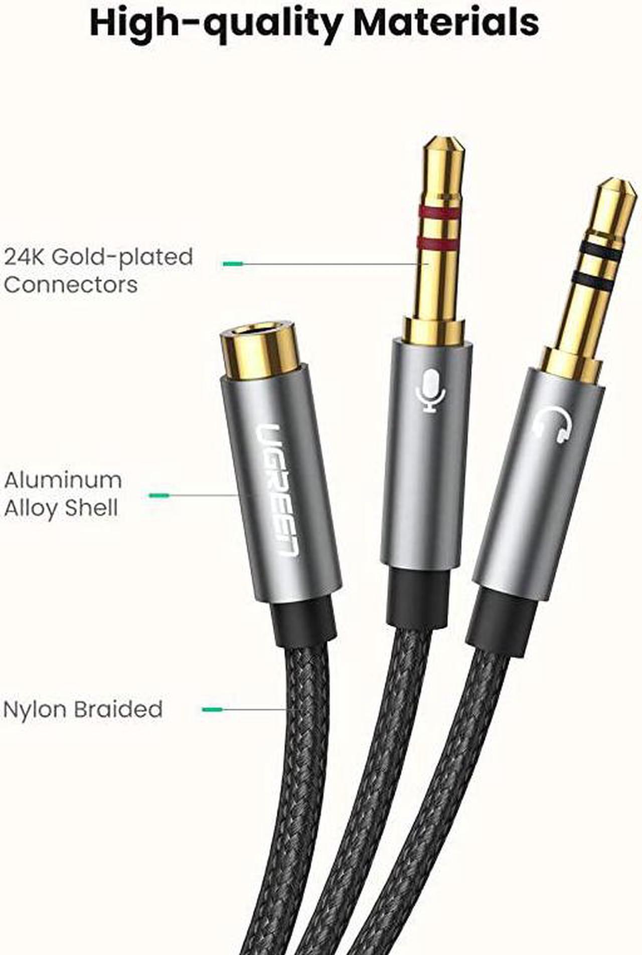 Alt view image 4 of 7 - Headphone Splitter for Computer 35mm Female to 2 Dual 35mm Male Headphone Mic Audio Y Splitter Cable Smartphone Headset to PC Adapter Black