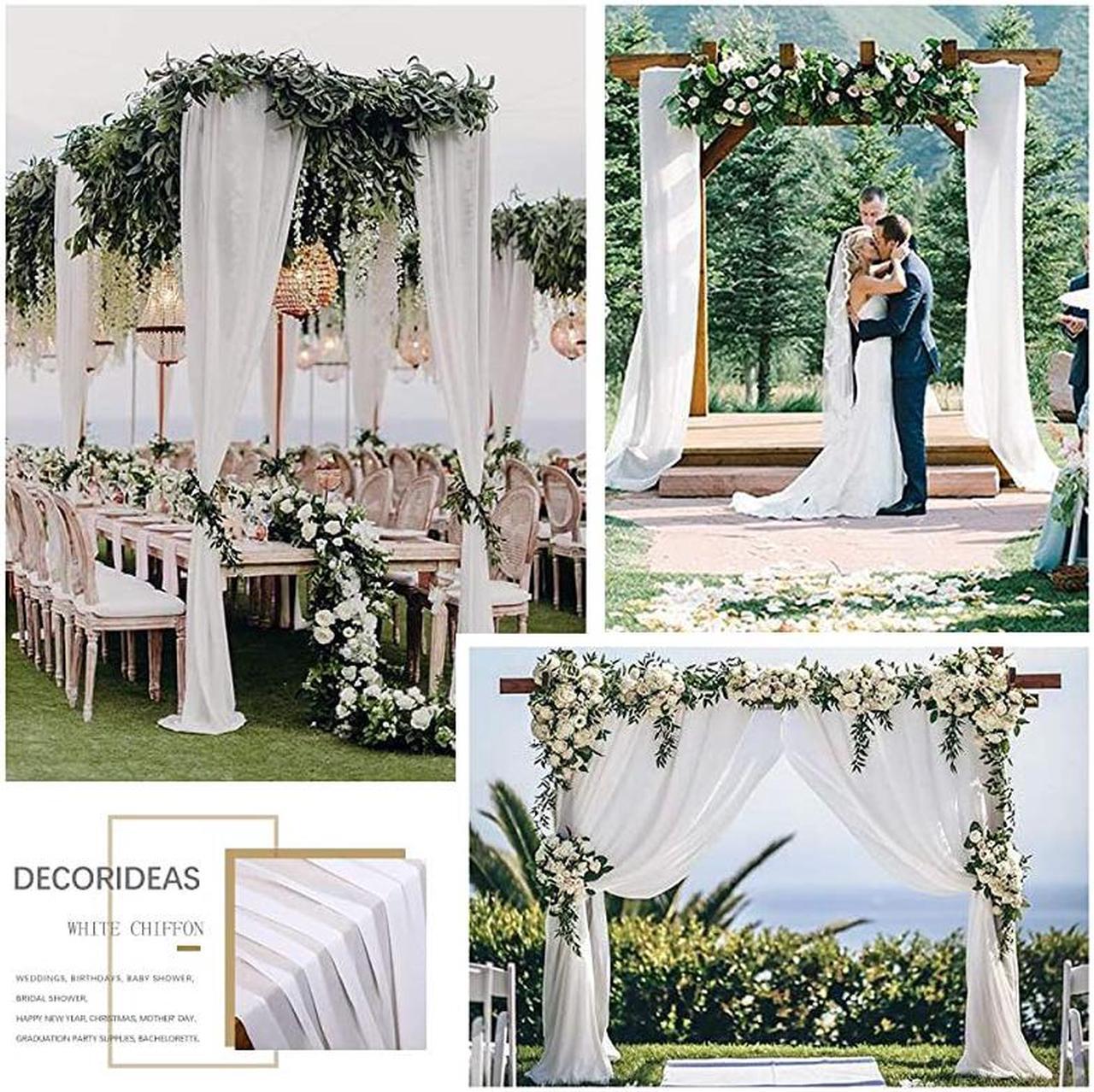 Alt view image 3 of 7 - Backdrop Curtain Drapes for Wedding Decorations 98ft by 8ft Long Soft Chiffon Fabric Drape for Wedding Party Arch Stage Decoration