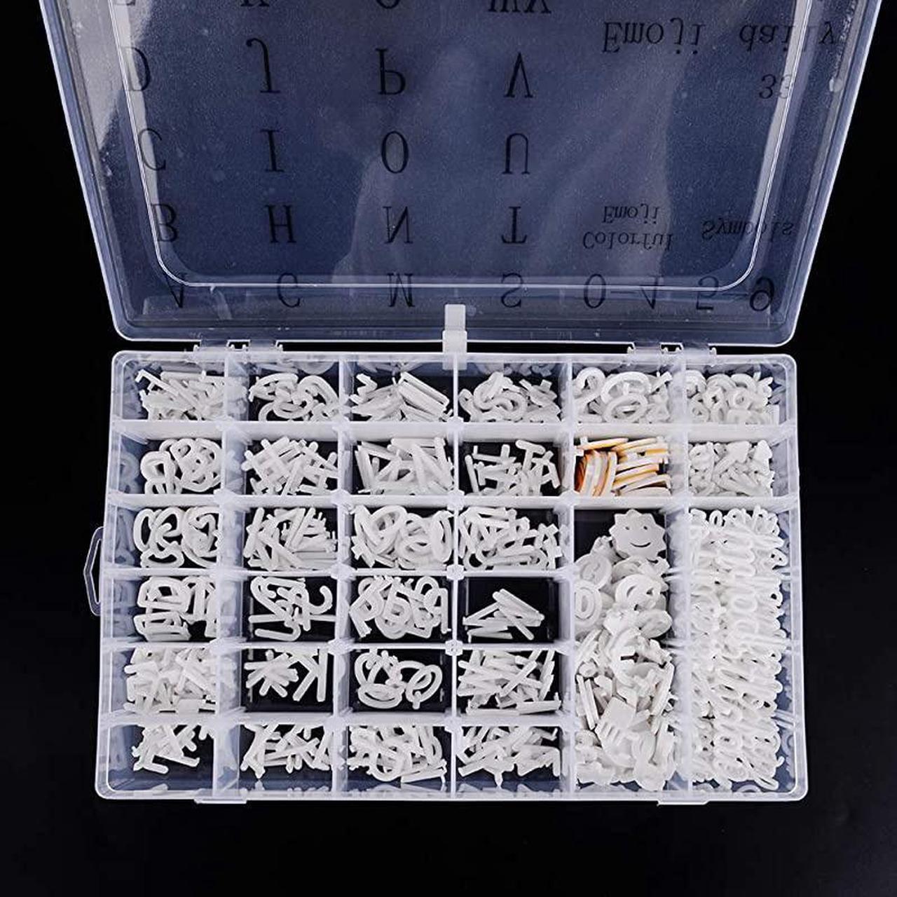 Alt view image 3 of 7 - Board s, 558 PRE-Cut Characters (3/4 and 1 Inch, White) in Organizer Box