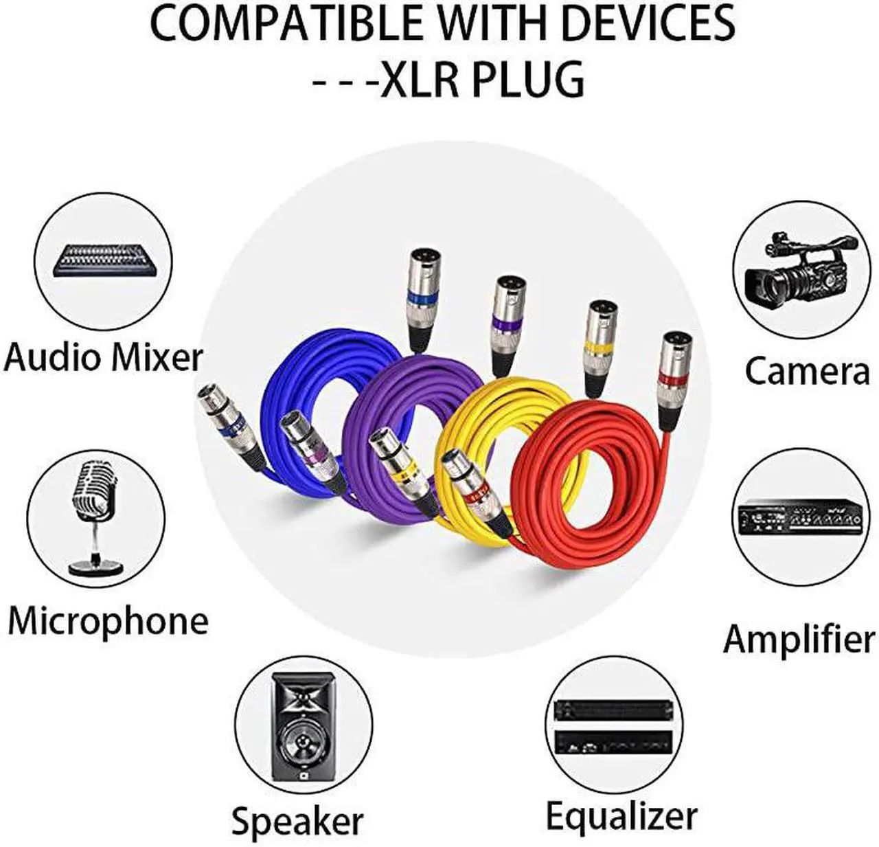Alt view image 5 of 5 - XLR Microphone Cable 25 Feet 4 Color Packs 3 Pins Balanced XLR Patch Cable Male to Female