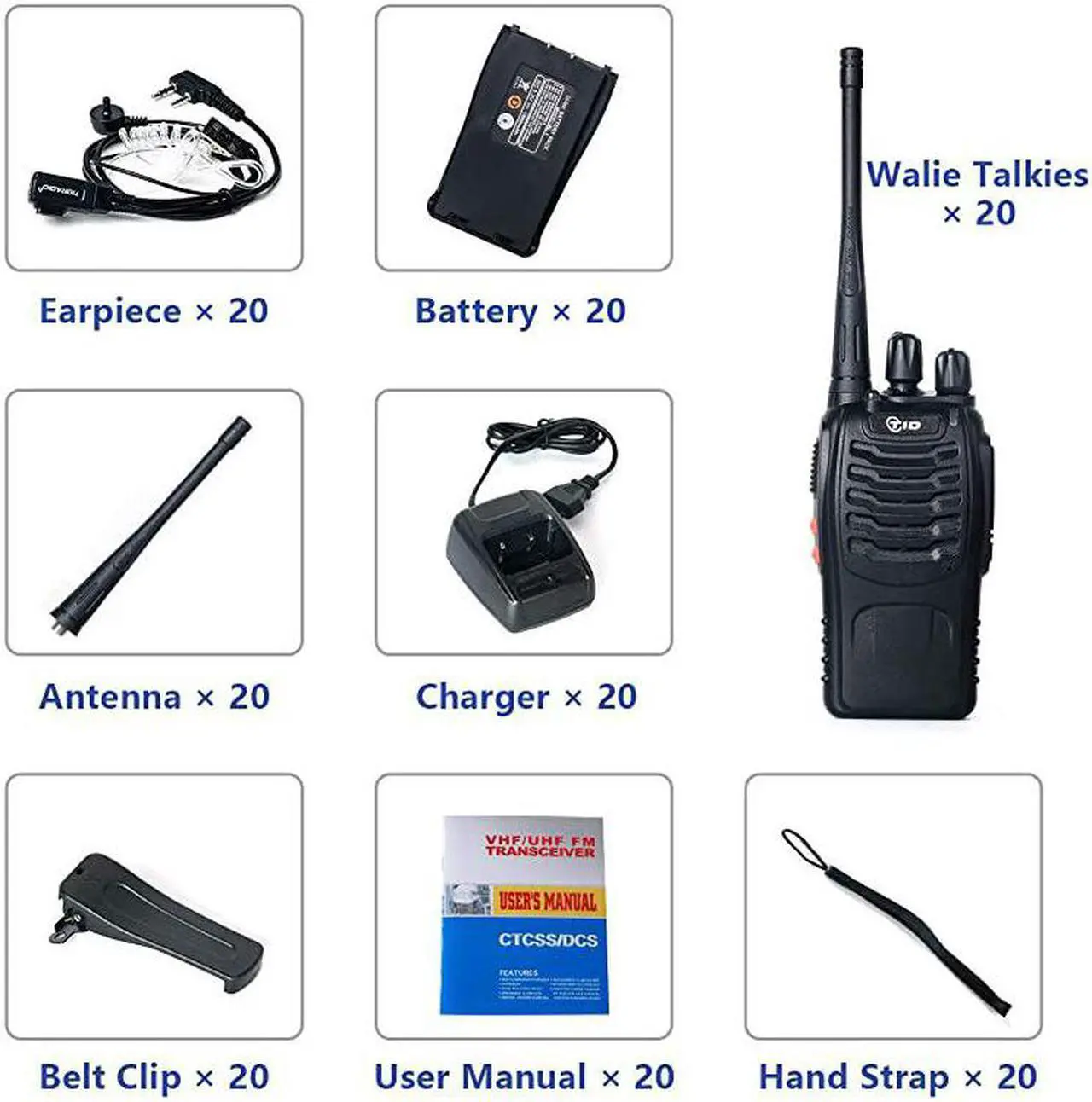 Alt view image 6 of 7 - RADIO TDV2 Two Way Radio UHF 2 Way Radios Walkie Talkies Long Range Hand Free Walkie Talkies for Adults with Secret Service Earpiece 20 Pack