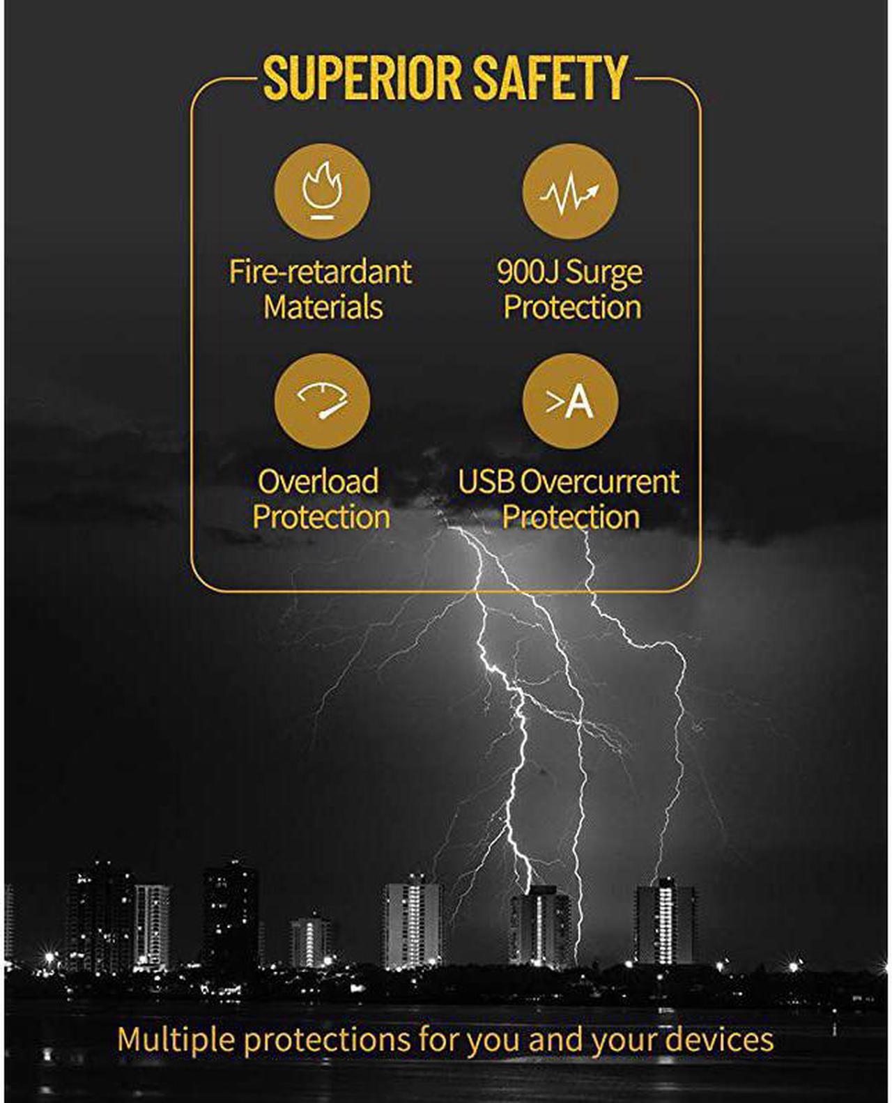 Alt view image 6 of 7 - Surge Protector Tower with 10W Wireless Charger Spin Power Strip Tower 3000W 13A Vertical Charging Station with 10AC Outlets+4USB Slots and 65ft Extension Cord for Home Office Garage
