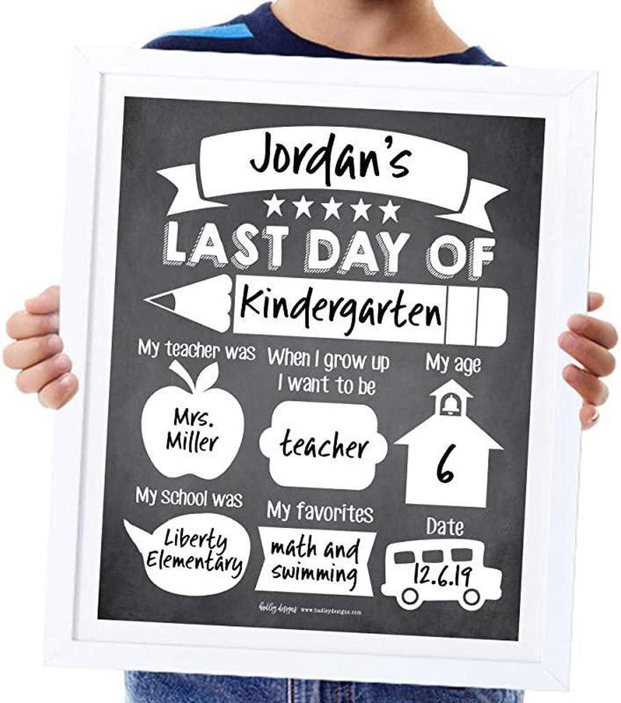 Alt view image 4 of 4 - First and Last Day of School Interview Signs, Back Photo Booth Prop Chalkboard Style, 1st Preschool, Kindergarten, Pre K Grade Sign, Reusable Reversible Girl Boy Kid Child Year 8xCard Stock