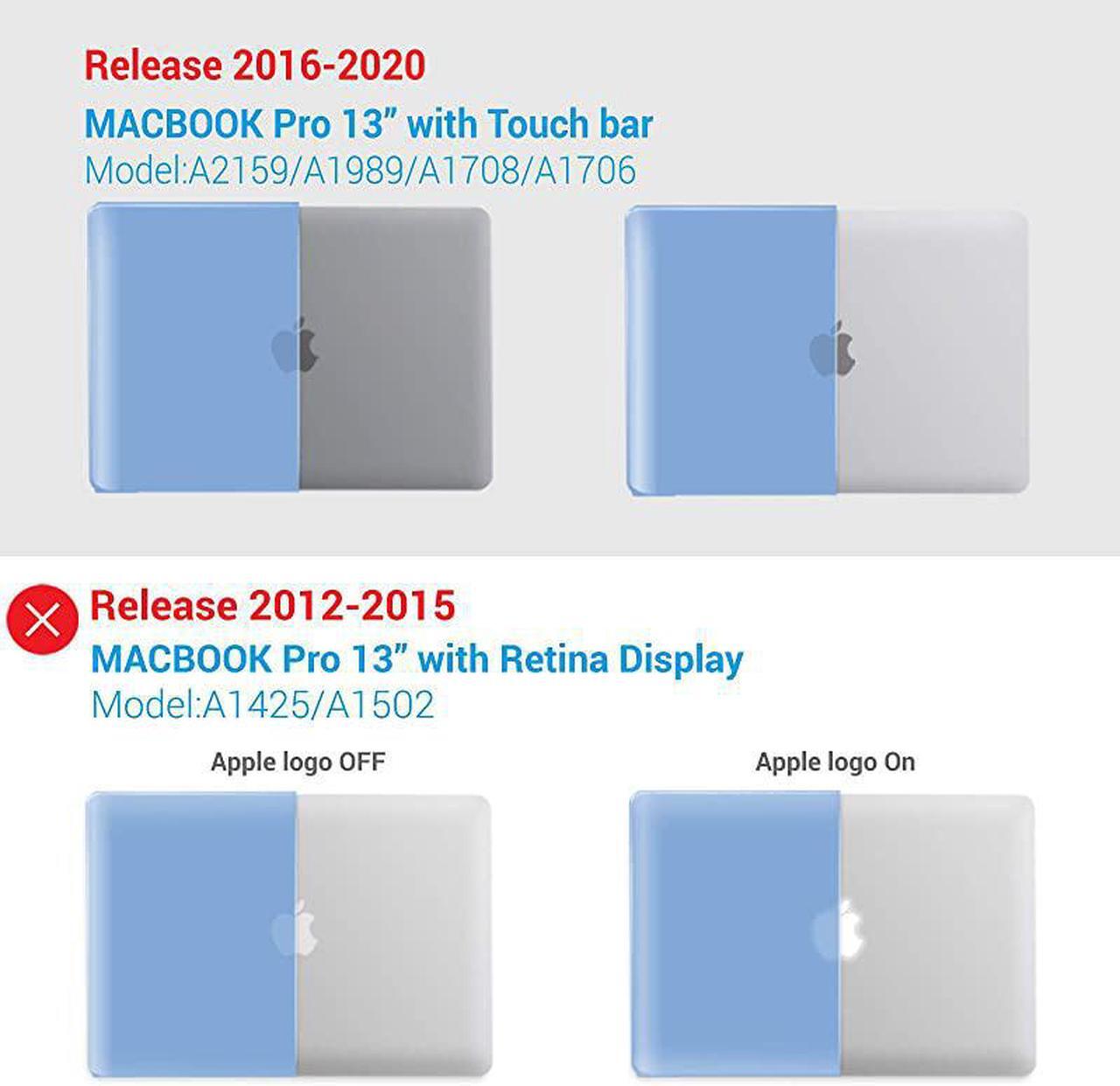 Alt view image 3 of 7 - New 2020 MacBook Pro 13 Inch Case M1 A2338 A2289 A2251 A2159 A1989 A1706 A1708, Hard Shell Case & Keyboard Cover & Screen Film for Apple Pro 13 Touch Bar(2020-2016), Airy Blue, T13ARBL+2