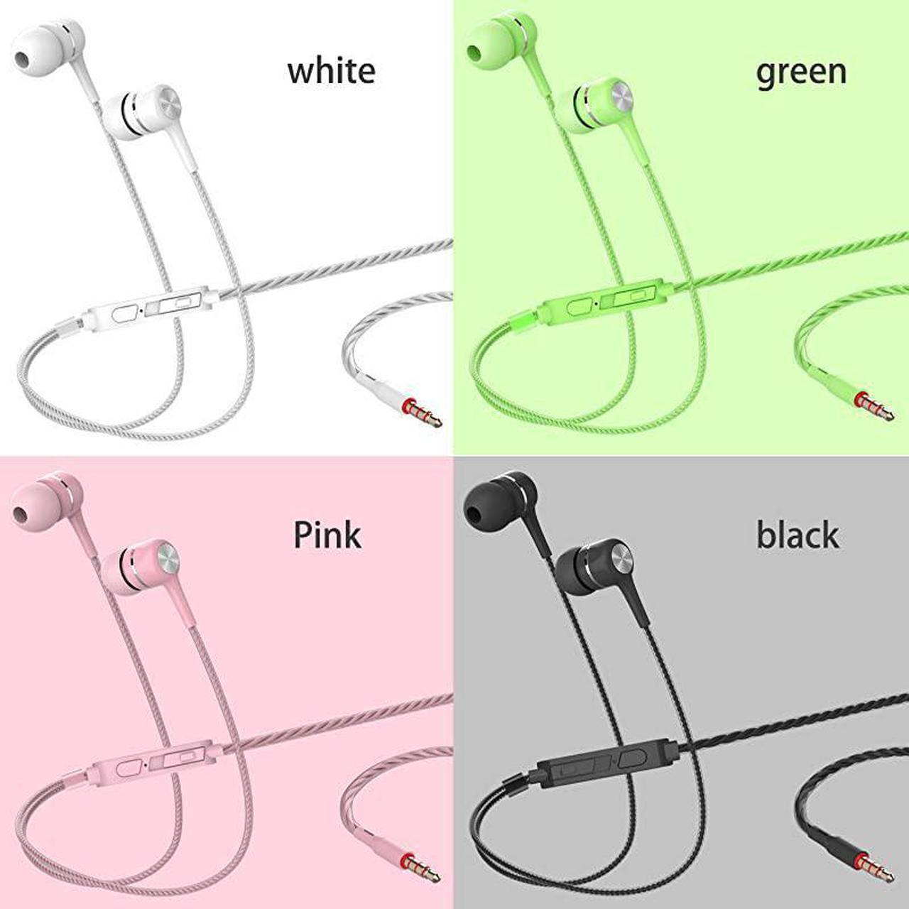Alt view image 2 of 7 - Headphones Earphones Wired Earbuds with Microphone Noise Islating High Definition Fits All 35mm InterfaceStereo for Samsung iPhoneiPad iPod and Mp3 Players Black+White+Pink+Green 4pairs