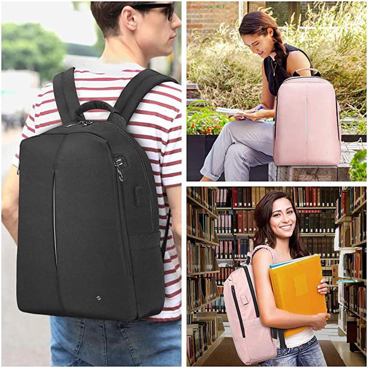 Alt view image 6 of 6 - Laptop Backpack Casual Daypack with USB Port for Travel School Work Pink