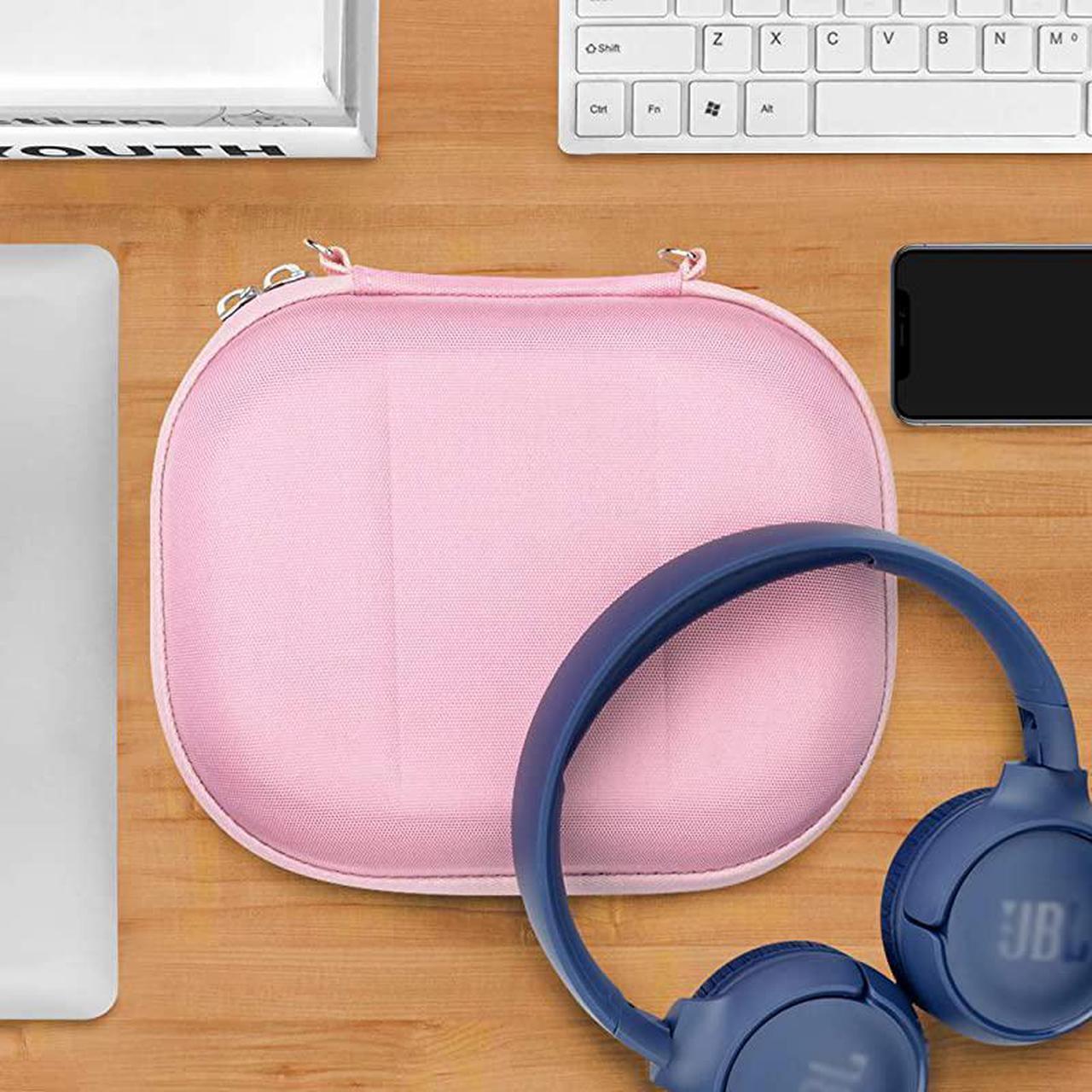 Alt view image 5 of 7 - UltraShell Case Compatible with JBL Tune 510BT, Tune 560BT, Tune 660 BTNC, Live 400BT, E45BT Headphone, Replacement Protective Hard Shell Travel Carrying Bag with Cable Storage (Pink)