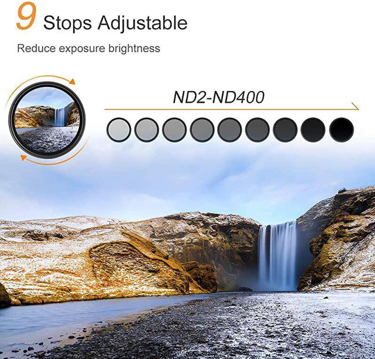 Alt view image 3 of 7 - 46mm ND Fader Variable Neutral Density Filter ND2 to ND400 for Camera Lens UltraSlim Multi Coated