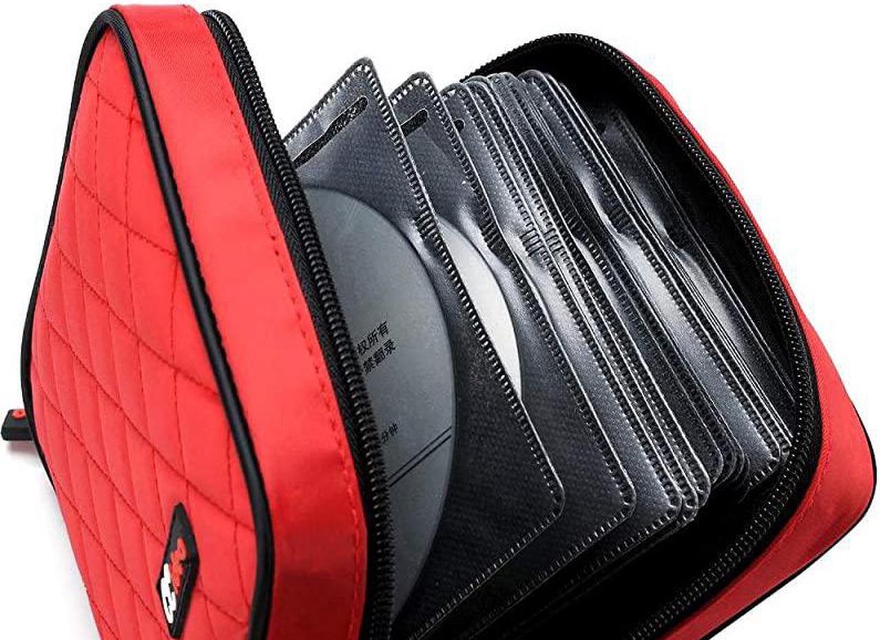Alt view image 4 of 7 - 40 Capacity CD/DVD Case Holder Portable Disc Wallet Storage Binder Nylon Cd Bag(Red) Specials