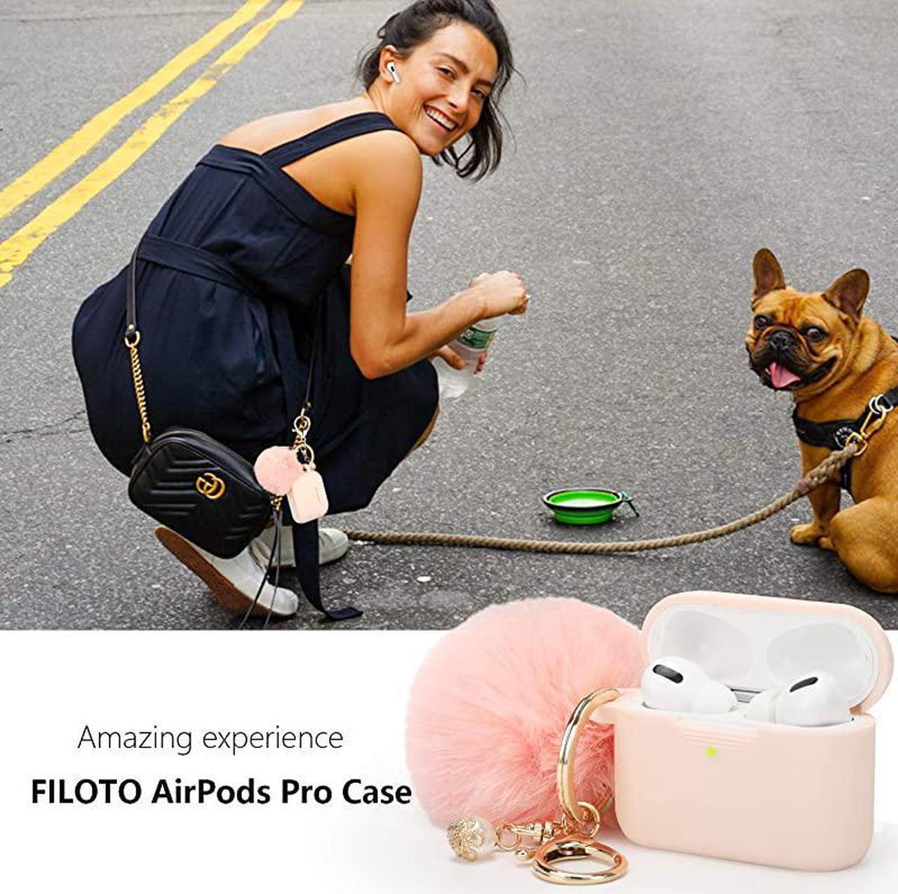 Alt view image 7 of 7 - Case for Airpods Pro  Airpod Pro Case Cover for Apple AirPods Pro Wireless Charging Case Cute Air Pods 3 Case Silicone Protective Accessories KeychainPompomStrapCividini Purple