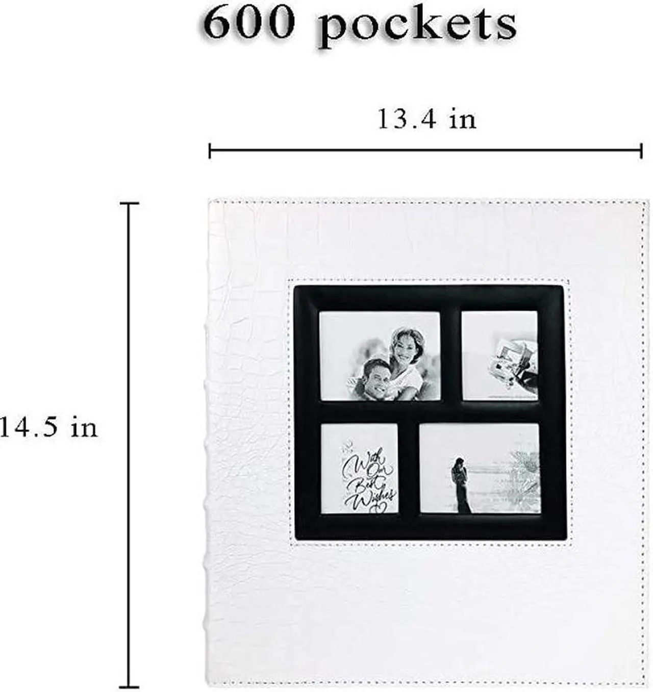 Alt view image 2 of 6 - Photo Album 4x6 600 Pockets Black Pages Large Capacity Leather Cover Wedding Family Anniversary Photo Albums White 600 Pocket