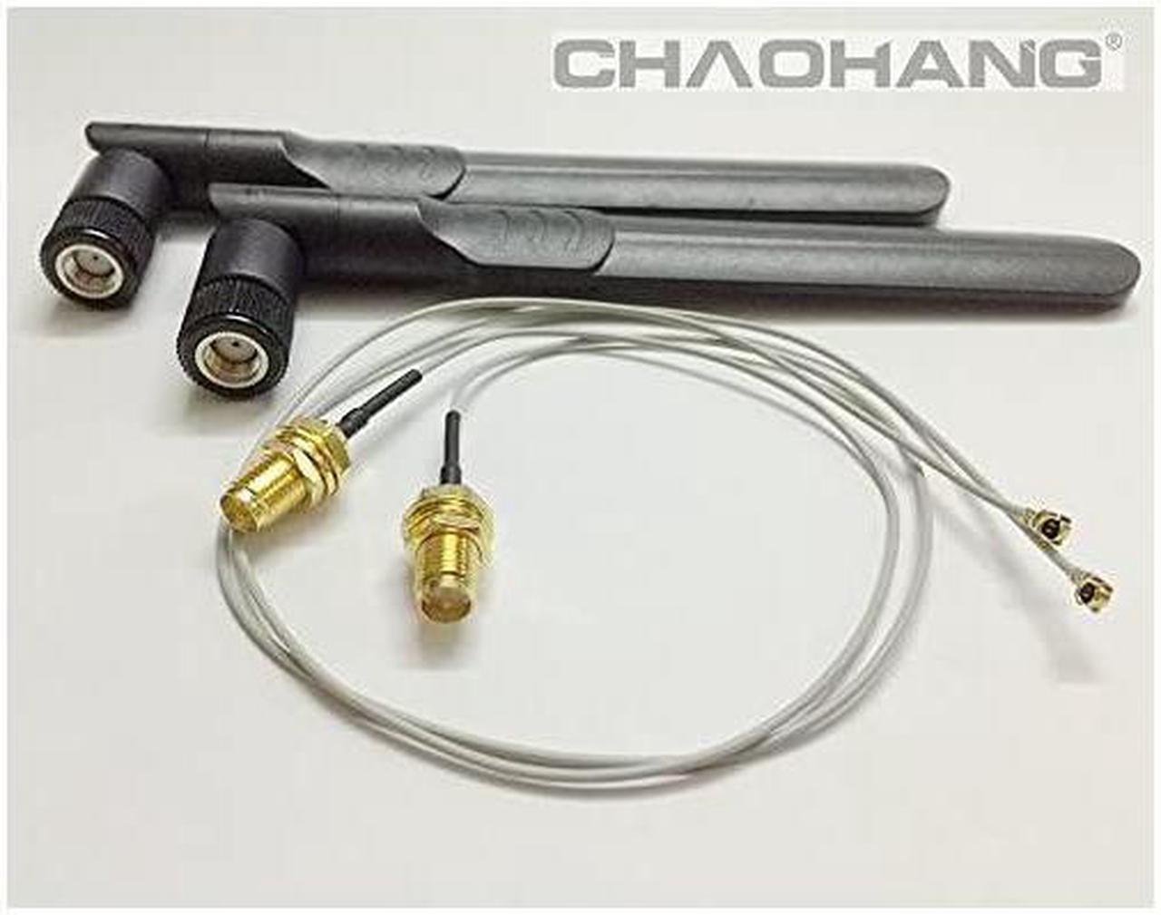 Alt view image 2 of 5 - New 2 x 6dBi RPSMA Dual Band 24GHz 5GHz + 2 x 35cm M2NGFFCable Antenna Mod Kit No Soldering use for NGFF Wireless Cards M2NGFF 3G4G Cards