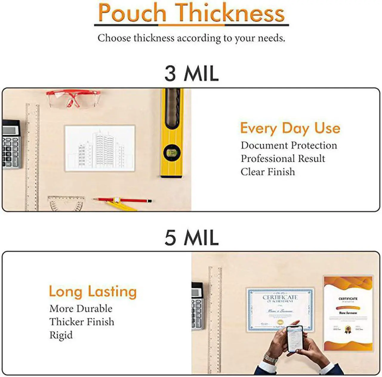 Alt view image 4 of 7 - 100Pack 4 x 6 Inch 5 Mil Clear Hot Glossy Thermal Laminating Pouches Lamination Sheet Laminator Pockets