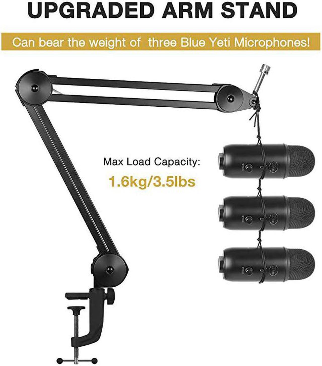 Alt view image 4 of 7 - Microphone Arm Stand Heavy Duty Mic Arm Microphone Stand Suspension Scissor Boom Stands with Mic Clip and Cable Ties for Blue Yeti Snowball and Blue Yeti NanoMedium