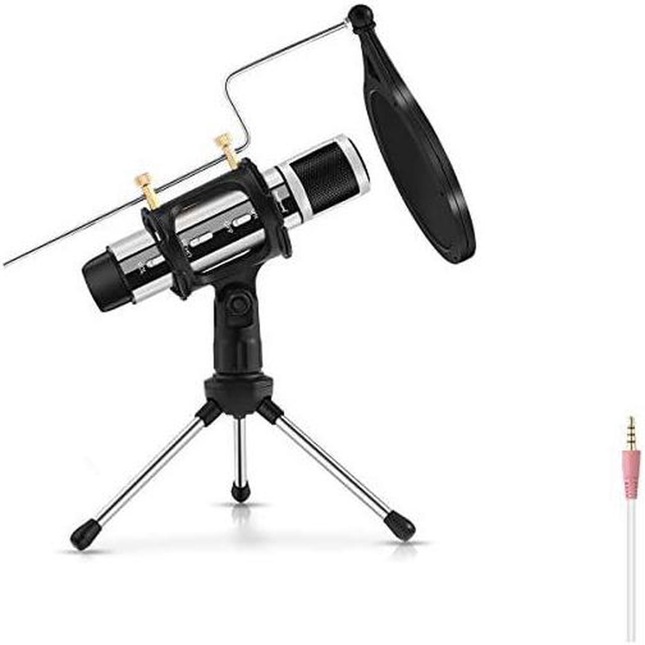 Main image of Studio Microphone  Condenser Studio Microphone with Builtin Sound Card and Echo Effect Vocal Recording Computer Microphone wTripod Stand for YouTube PC Laptop Tablet and PhoneSilver
