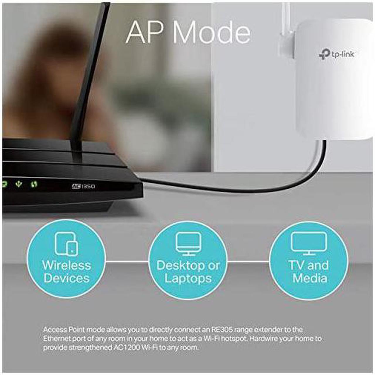 Alt view image 6 of 7 - AC1200 WiFi Range Extender | Up to 1200Mbps | Dual Band WiFi Extender Repeater Wifi Signal Booster Access Point| Easy SetUp | Extends Internet Wifi to Smart Home Alexa Devices RE305