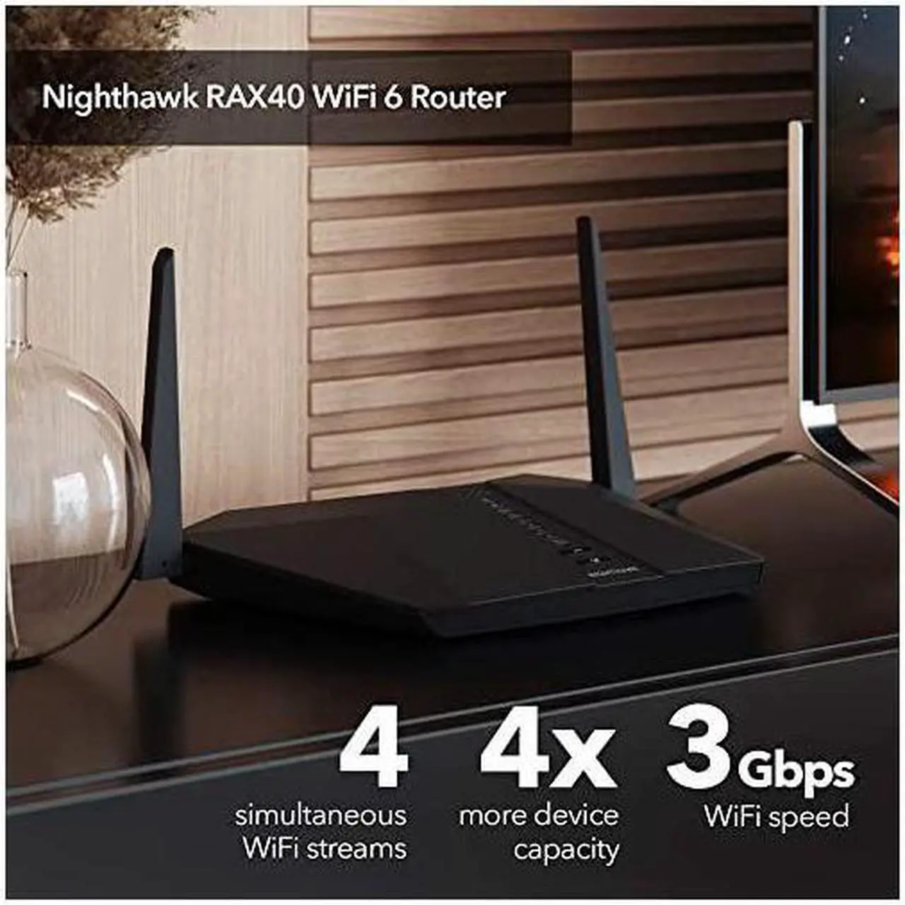 Alt view image 2 of 7 - Nighthawk 4Stream AX4 Wifi 6 Router RAX40 AX3000 Wireless Speed Up to 3 Gbps | 1500 Sq Ft Coverage