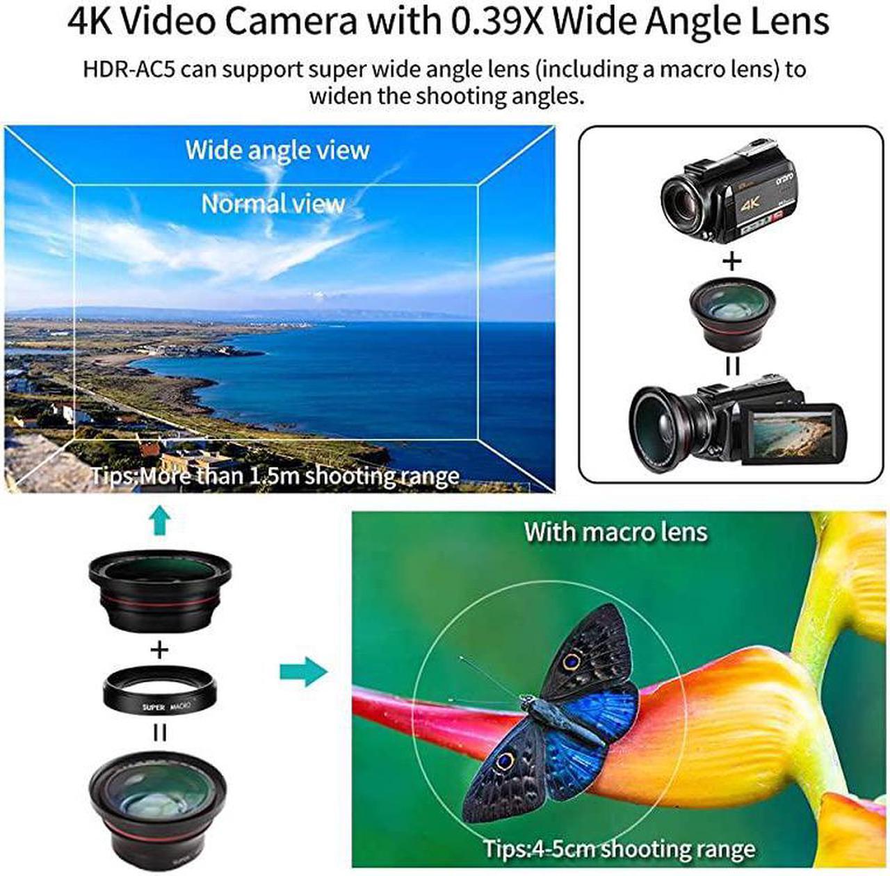 Alt view image 4 of 7 - Camcorder 4K Video Camera  AC5 UHD Camcorder with 12x Optical Zoom 31IPS Touchscreen HD 1080P 60FPS Digital WiFi Camera Camcorder with Microphone Video Light Wide Angle Lens and 64G SD Card