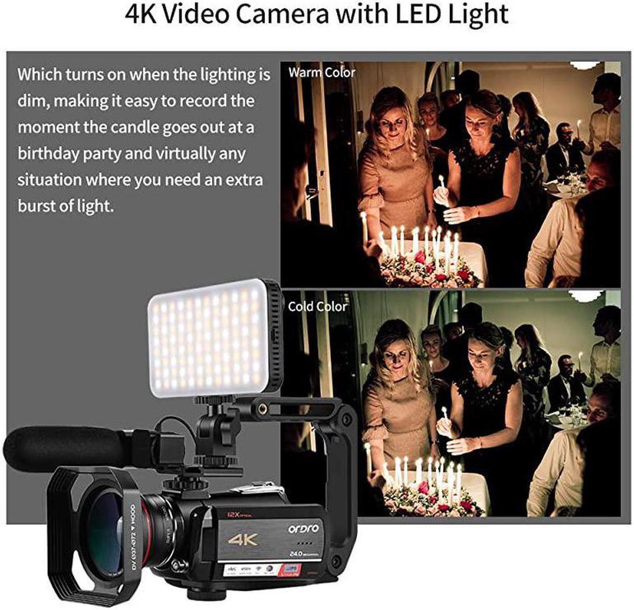 Alt view image 2 of 7 - Camcorder 4K Video Camera  AC5 UHD Camcorder with 12x Optical Zoom 31IPS Touchscreen HD 1080P 60FPS Digital WiFi Camera Camcorder with Microphone Video Light Wide Angle Lens and 64G SD Card
