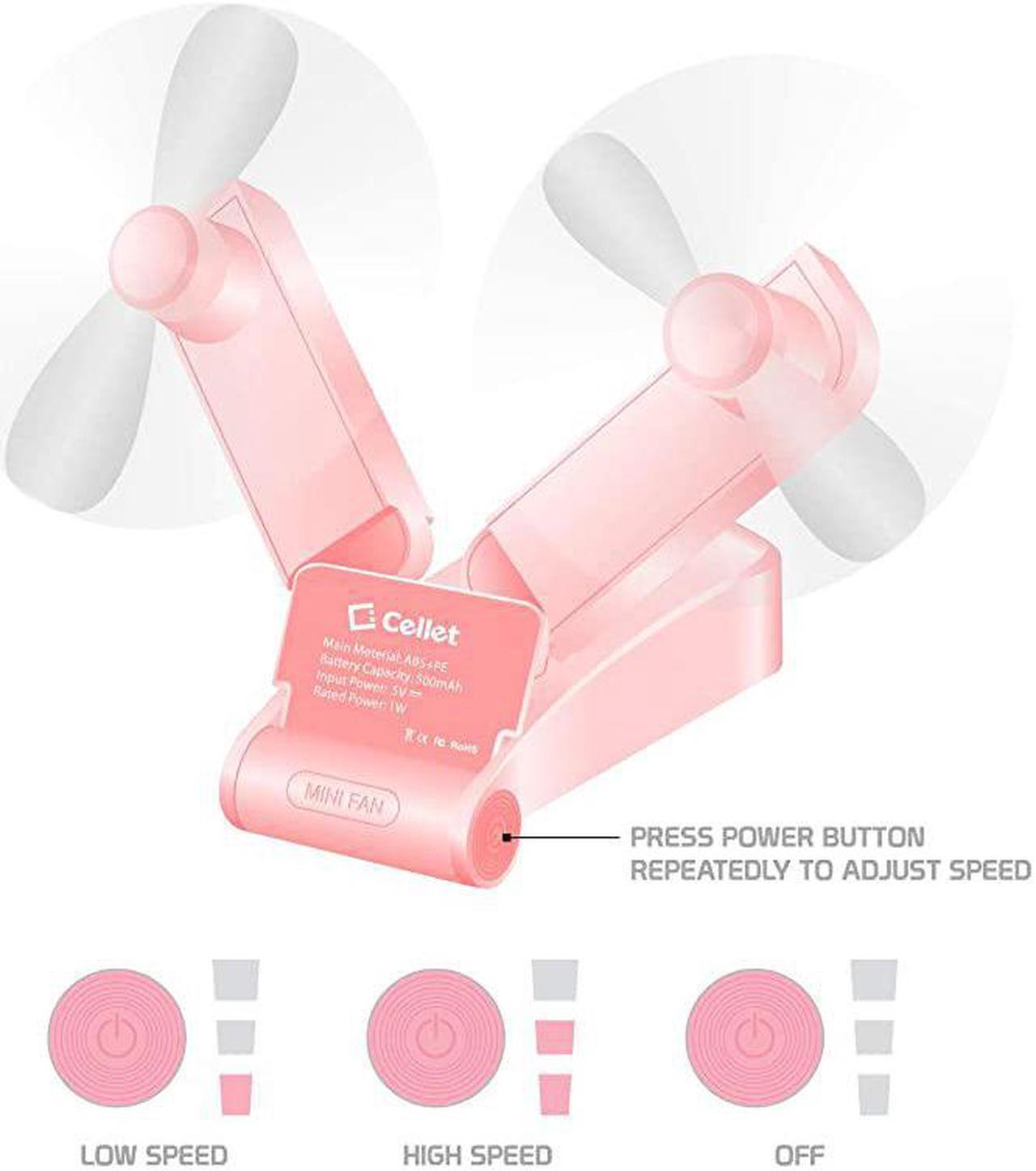Alt view image 3 of 7 - Portable Mini Air Cooling Fan 500mAh USB Charged. Durable Light Weight Double Fan Heads Ideal for at Home, Office, Travel, Hiking, Running, Sports, and Other Outdoor Summer Activities