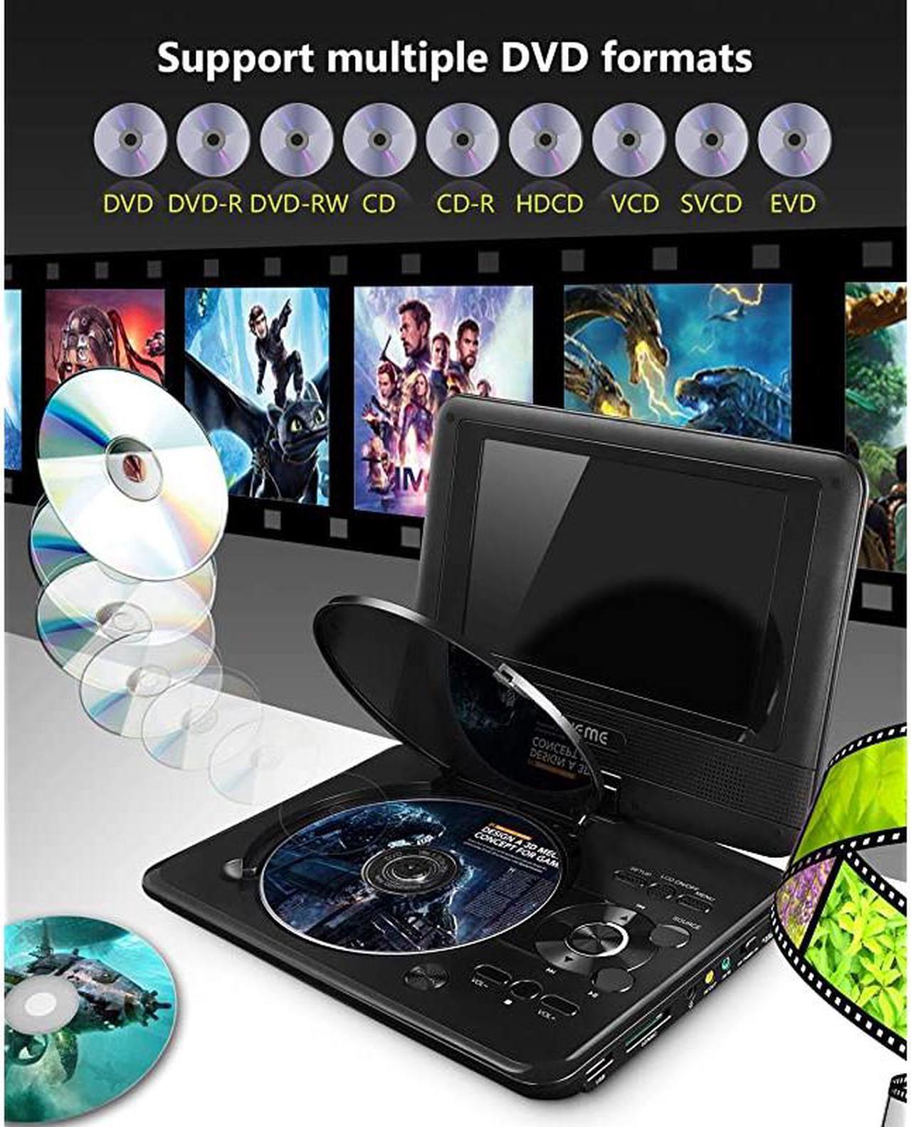 Alt view image 4 of 6 - Mini DVD Player for Kids with 7 inches Swivel Screen and Internal Rechargeable Battery Support DVD CD USB SD Card with Car Headrest Mount Holder Region Free