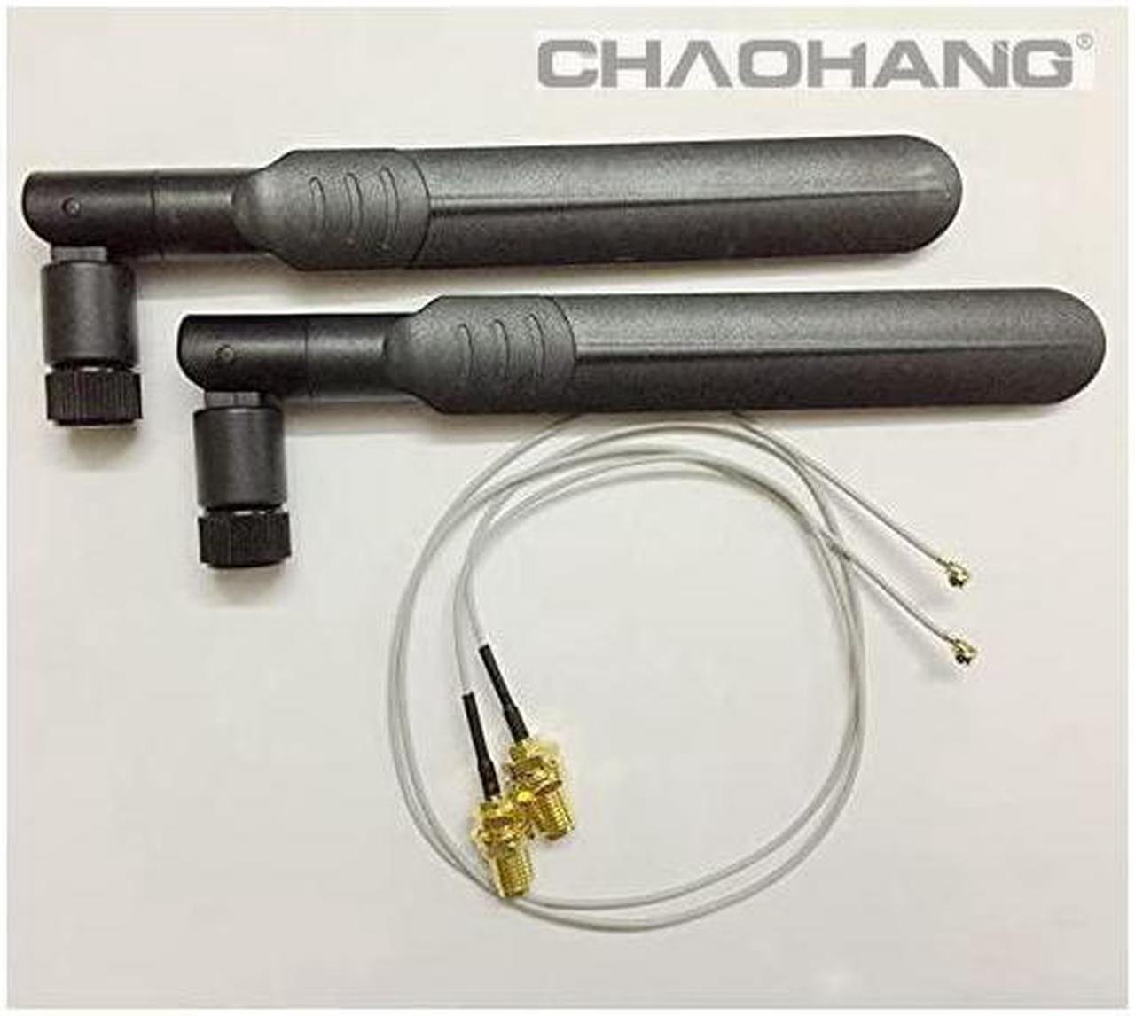 Alt view image 4 of 5 - New 2 x 6dBi RPSMA Dual Band 24GHz 5GHz + 2 x 35cm M2NGFFCable Antenna Mod Kit No Soldering use for NGFF Wireless Cards M2NGFF 3G4G Cards