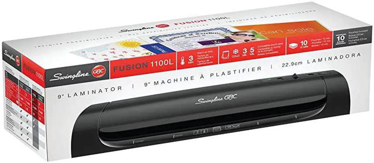 Alt view image 5 of 7 - Thermal Laminator Machine Fusion 1100L 9 Inch 4 Min Warmup 3 or 5 Mil with 10 EZUse Laminating Pouches 3381650026