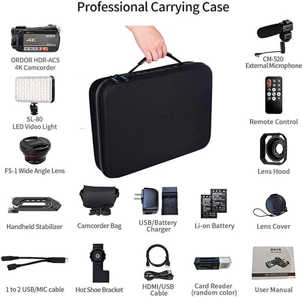 Alt view image 7 of 7 - Camcorder 4K Video Camera  AC5 UHD Camcorder with 12x Optical Zoom 31IPS Touchscreen HD 1080P 60FPS Digital WiFi Camera Camcorder with Microphone Video Light Wide Angle Lens and 64G SD Card