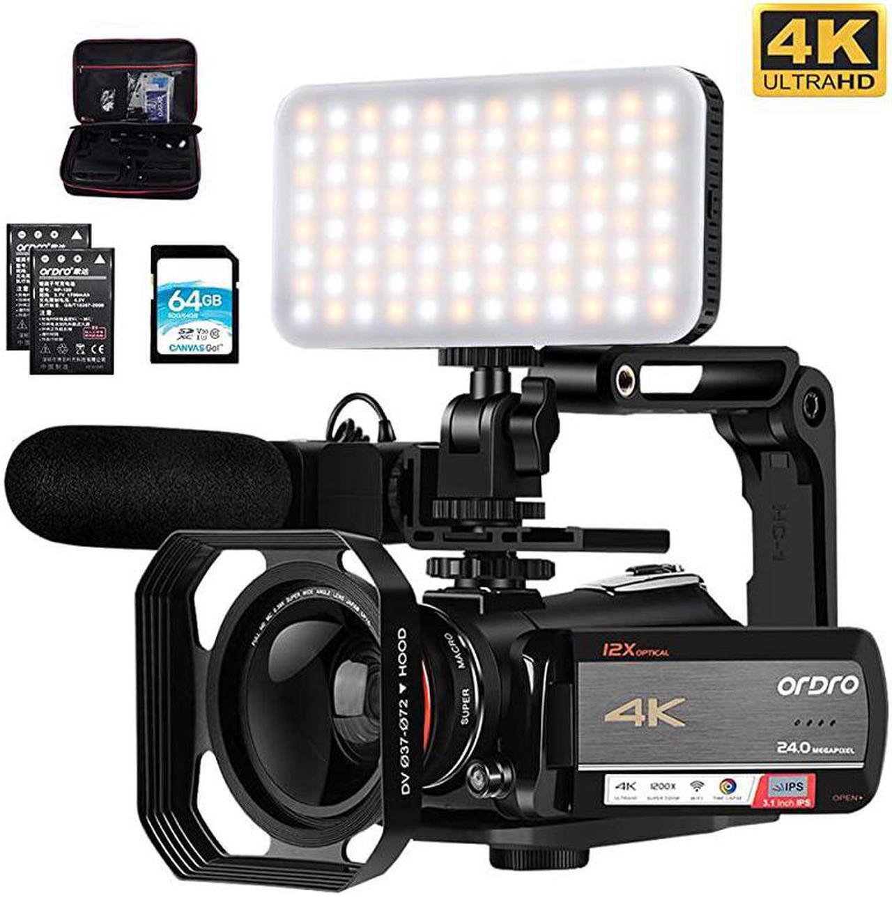 Main image of Camcorder 4K Video Camera  AC5 UHD Camcorder with 12x Optical Zoom 31IPS Touchscreen HD 1080P 60FPS Digital WiFi Camera Camcorder with Microphone Video Light Wide Angle Lens and 64G SD Card
