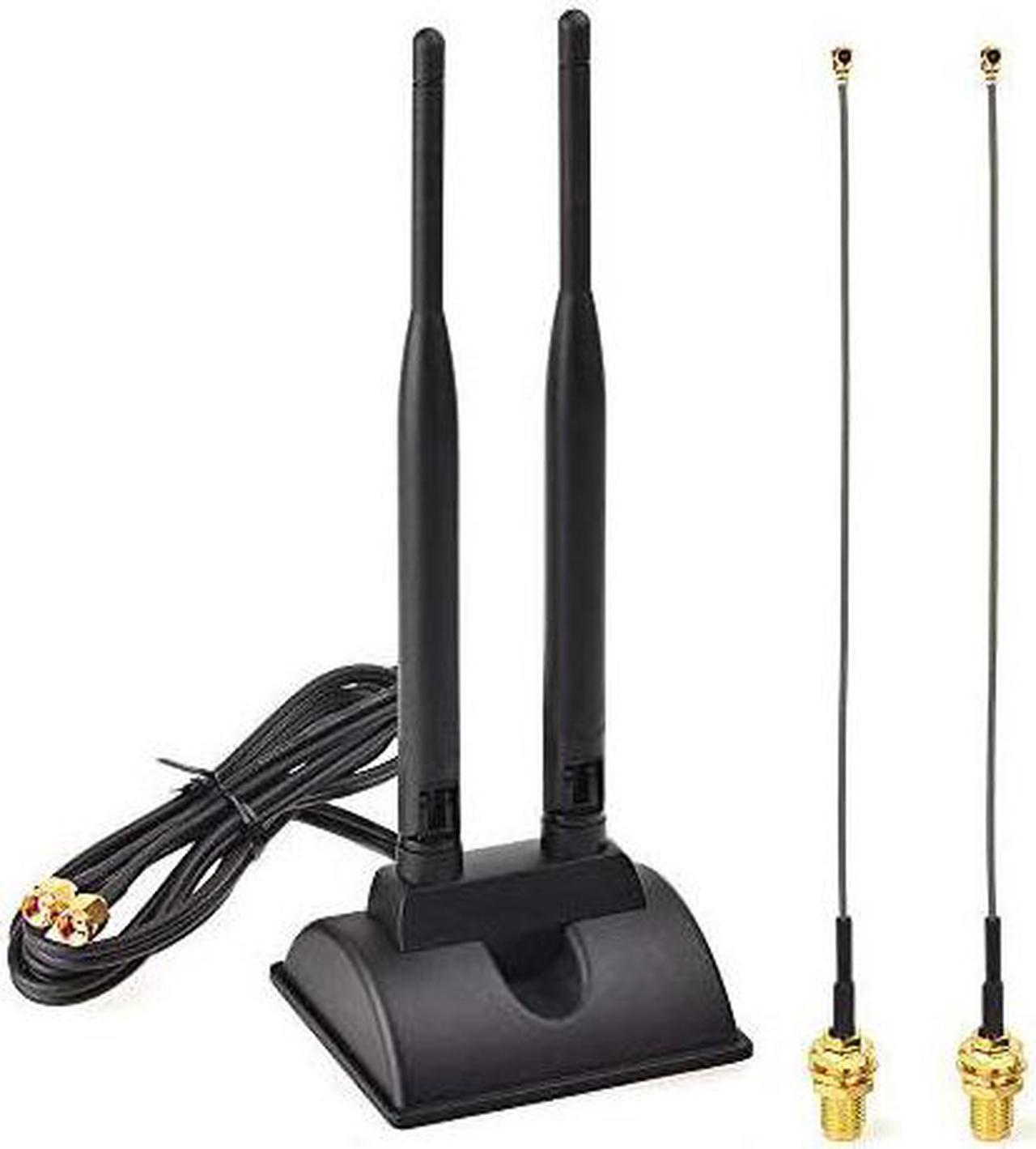 24GHz 5GHz Dual Band WiFi Antenna RPSMA Male Antenna with IPEX UFL to RPSMA Female Cable 6 inch 2Pack for Mini PCIe Network Card USB WiFi Adapter Wireless Router Hotspot