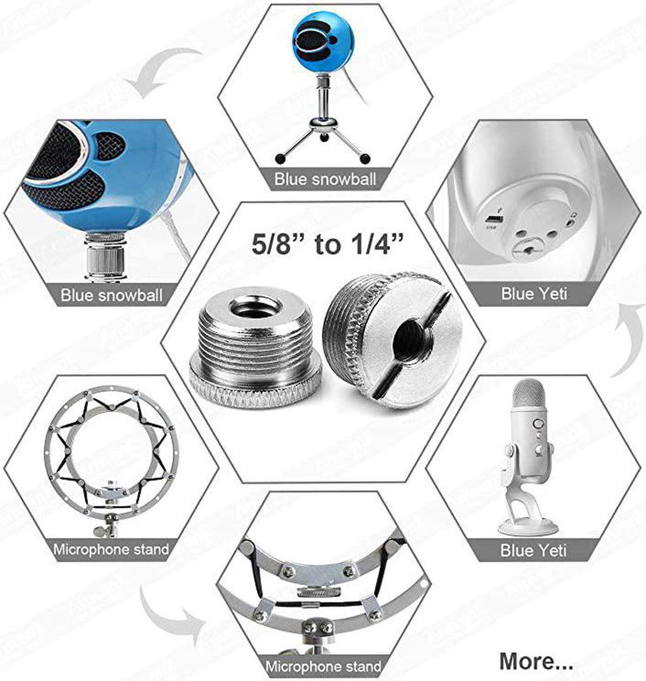 Alt view image 2 of 6 - Mic Stand Adapter 58 to 14 Adapter Male to Female Mic Screw Adapter Microphone Stand Adapter Camera Tripod Microphone Accessory for Tripod StandMic Microphone Stand Mount2Pack