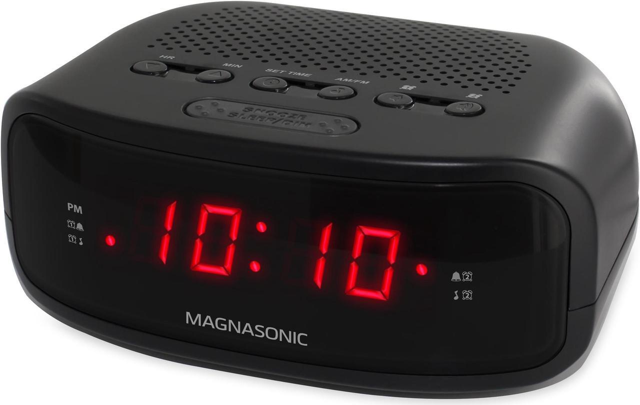 Magnasonic Digital AM/FM Clock Radio with Battery Backup, Dual Alarm, Sleep & Snooze Functions, Display Dimming Option (EAAC200)