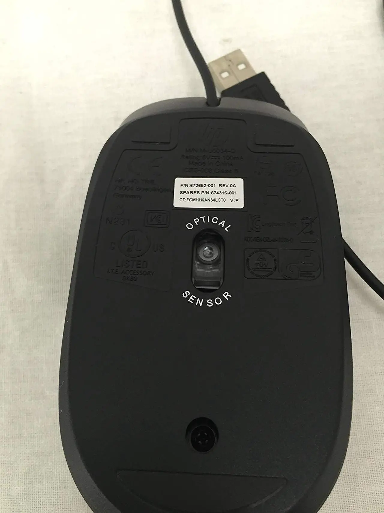 Alt view image 2 of 8 - Genuine HP USB 2-Button Optical Mouse P/N: 672652-001