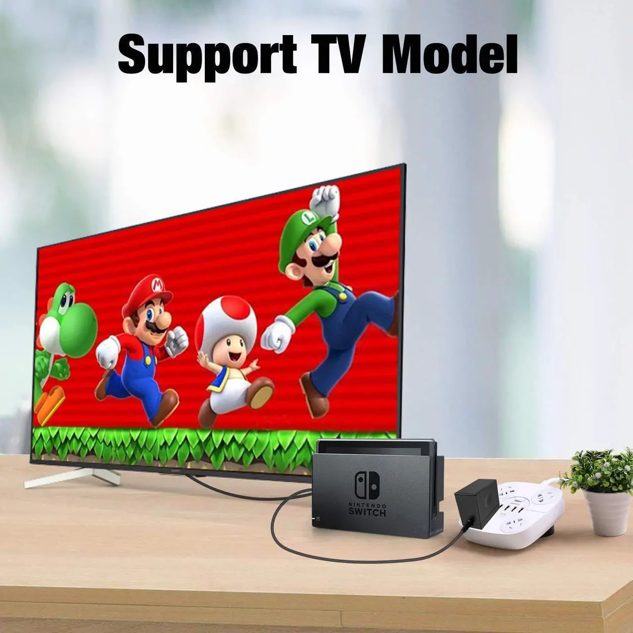Alt view image 7 of 7 - Charger for Nintendo Switch,AC adapter for Nintendo Switch - Fast Travel Wall Charger with 5FT USB Type C Cable 15V/2.6A Power Supply for Nintendo Switch Supports TV Mode and Dock Station