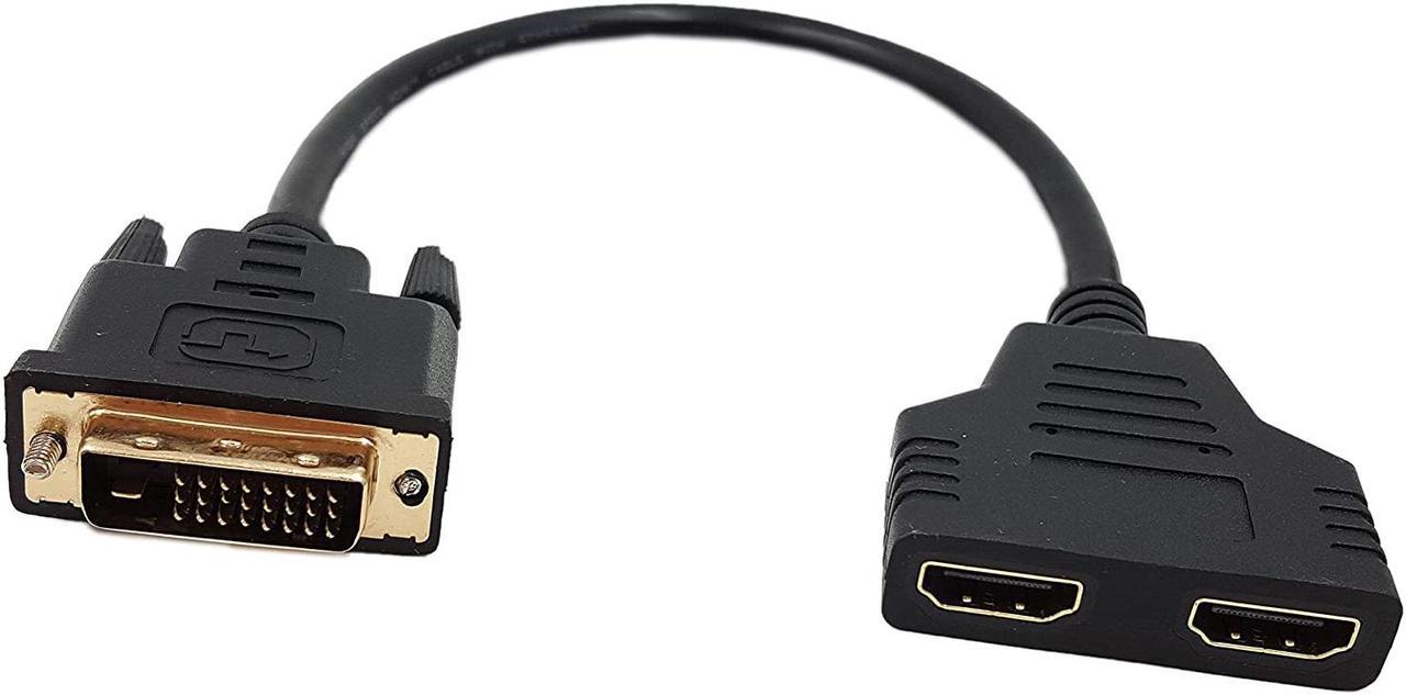 DVI to HDMI CableSinLoon Gold-Plated DVI Male 24 1 Pin to Dual Hdmi Female 1080p Hdmi Video Converter Adapter Splitter Cable