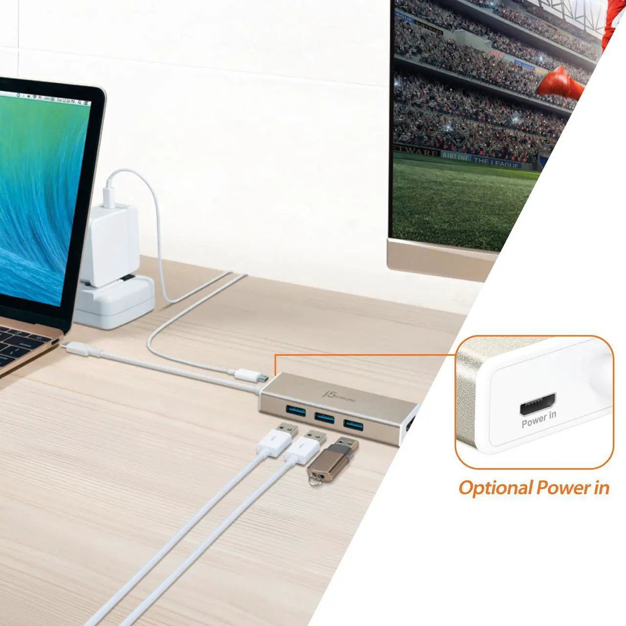 Alt view image 7 of 20 - j5create USB-C 3-Port USB 3.0 & 4K HDMI Hub