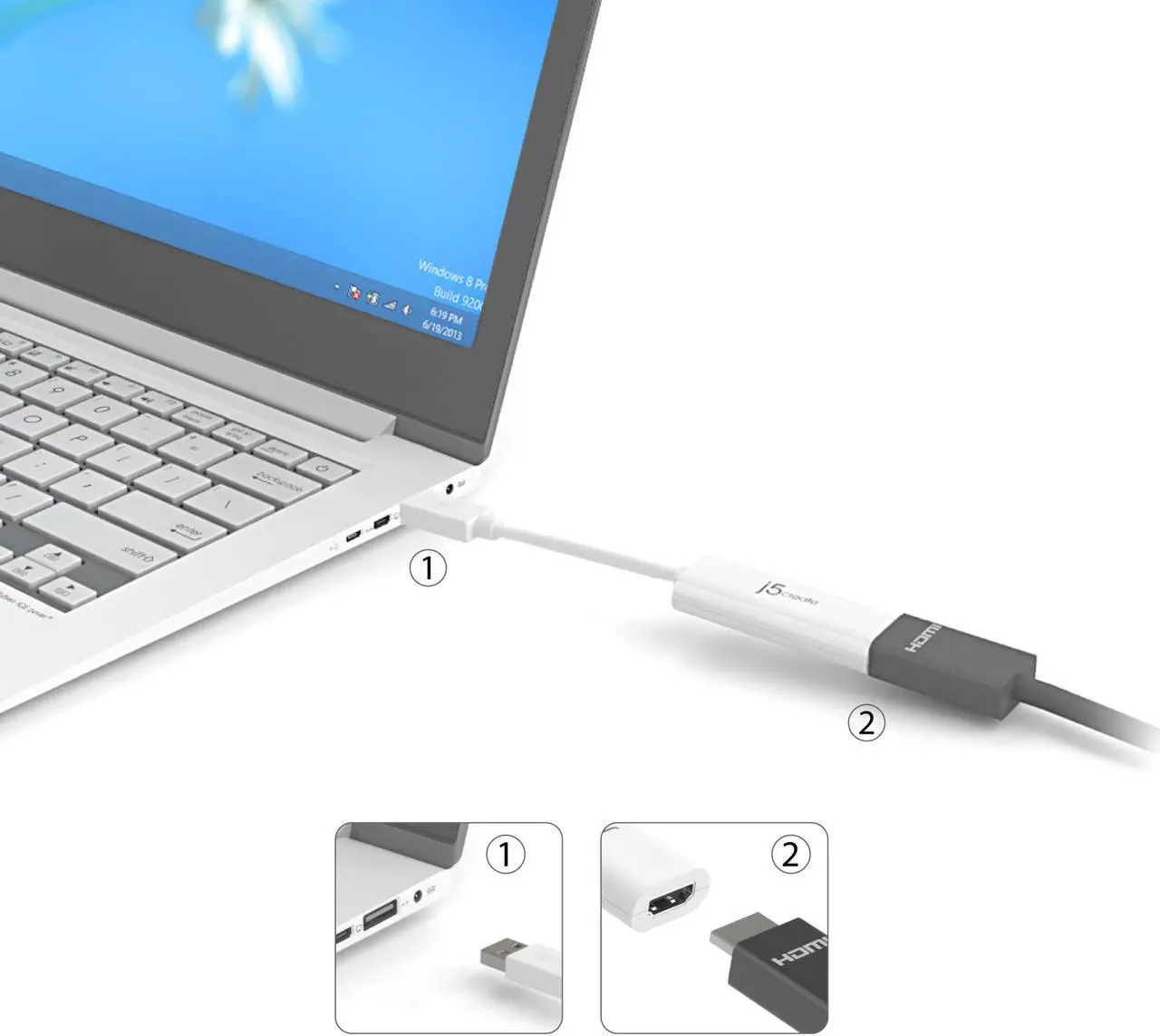 Alt view image 6 of 10 - j5create USB to HDMI Multi-Monitor Adapter