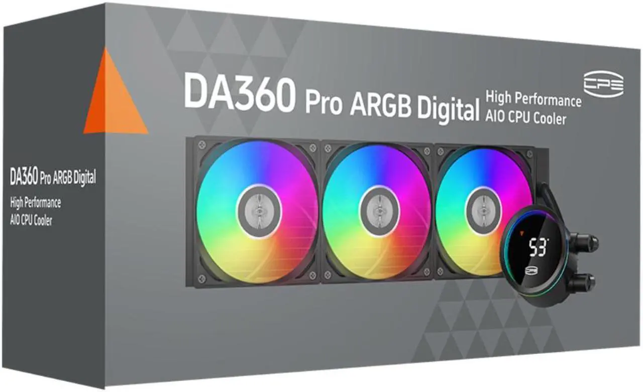 Alt view image 7 of 7 - PCCOOLER CPS DA360 Pro ARGB Digital AIO CPU Liquid Cooler, 360mm Radiator, 300W TDP, 270° Rotatable Digital Display, Infinity Halo ARGB Effect, for Intel LGA 1851/1700/1200/115X & AMD AM5/AM4, Black