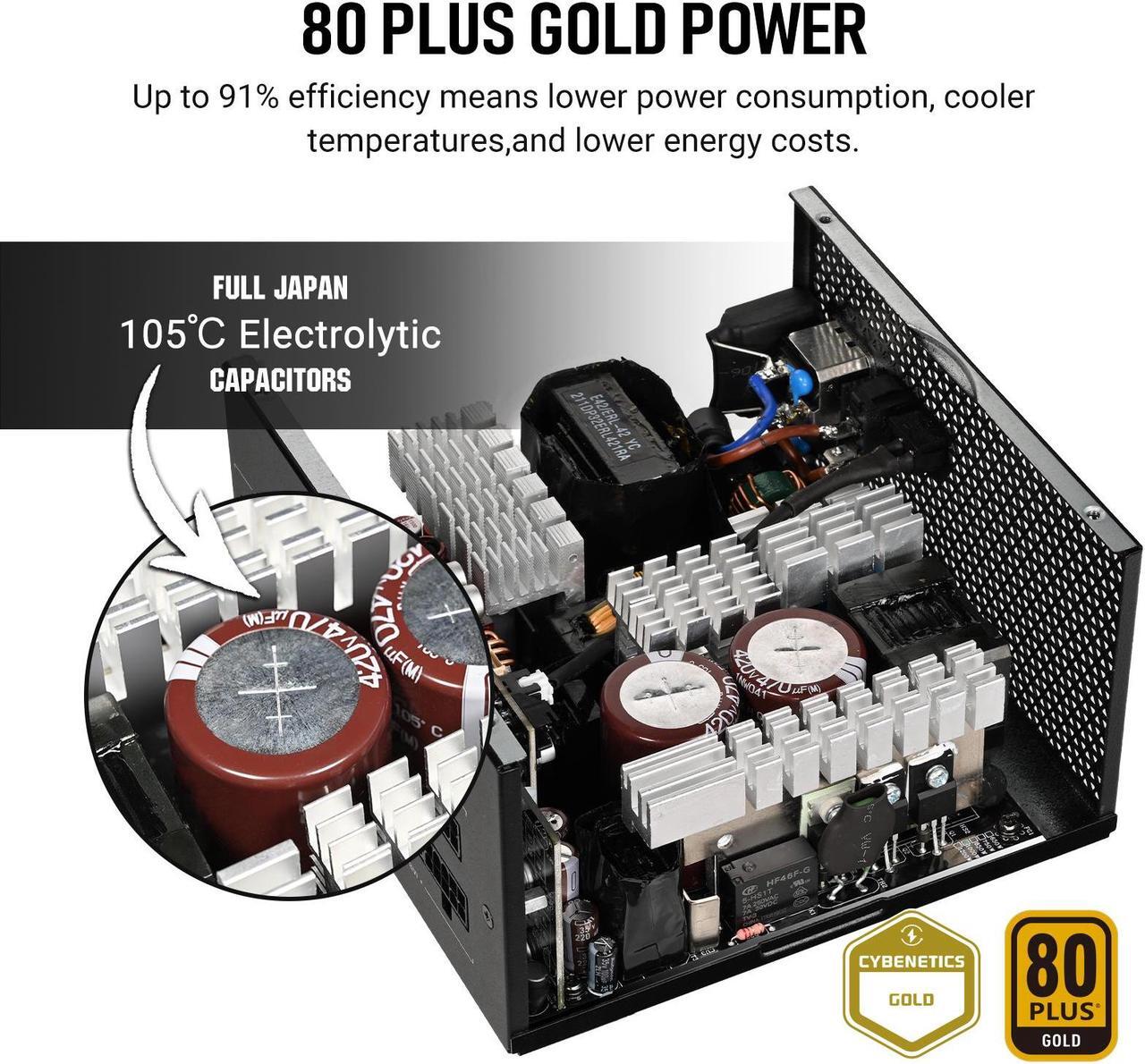 Alt view image 3 of 7 - PCCOOLER CPS YN1000 Fully Modular Power Supply, 80 PLUS Gold 1000W PSU, 12V-2x6 Cable, ATX 3.1 & PCIe 5.1 Ready, 105°C Rated Japanese Capacitors, ECO Mode, 135mm FDB Fan, 10 Years Warranty
