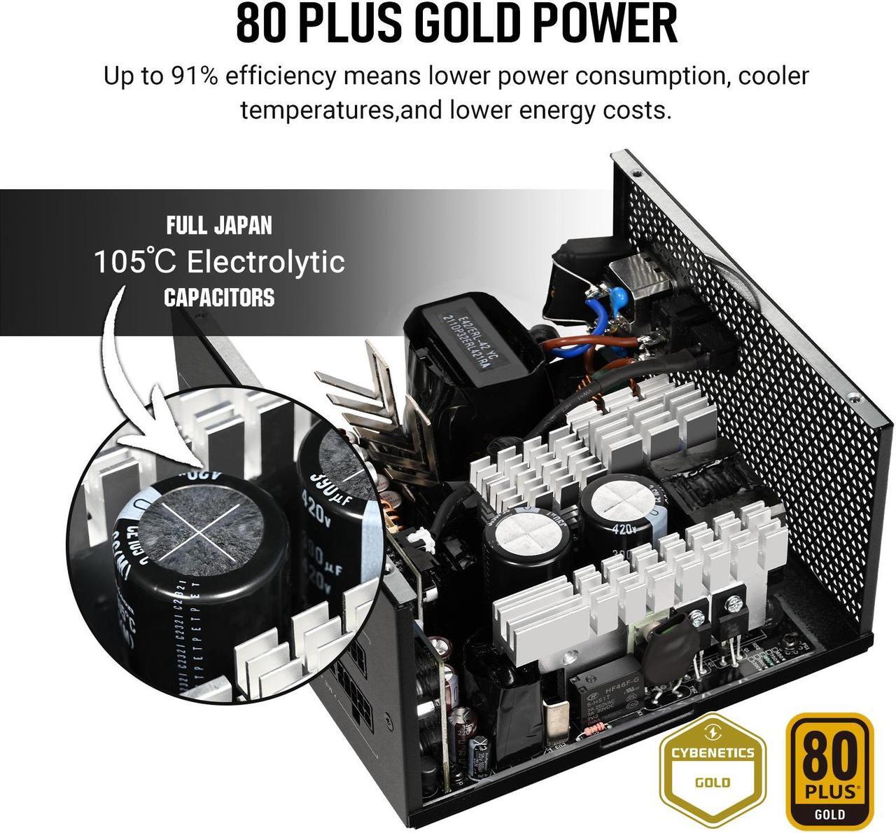 Alt view image 3 of 7 - PCCOOLER CPS YN850 Fully Modular Power Supply, 80 PLUS Gold 850W PSU, 12V-2x6 Cable,  ATX 3.1 & PCIe 5.1 Ready, 105°C Rated Japanese Capacitors, ECO Mode, 135mm FDB Fan, 10 Years Warranty