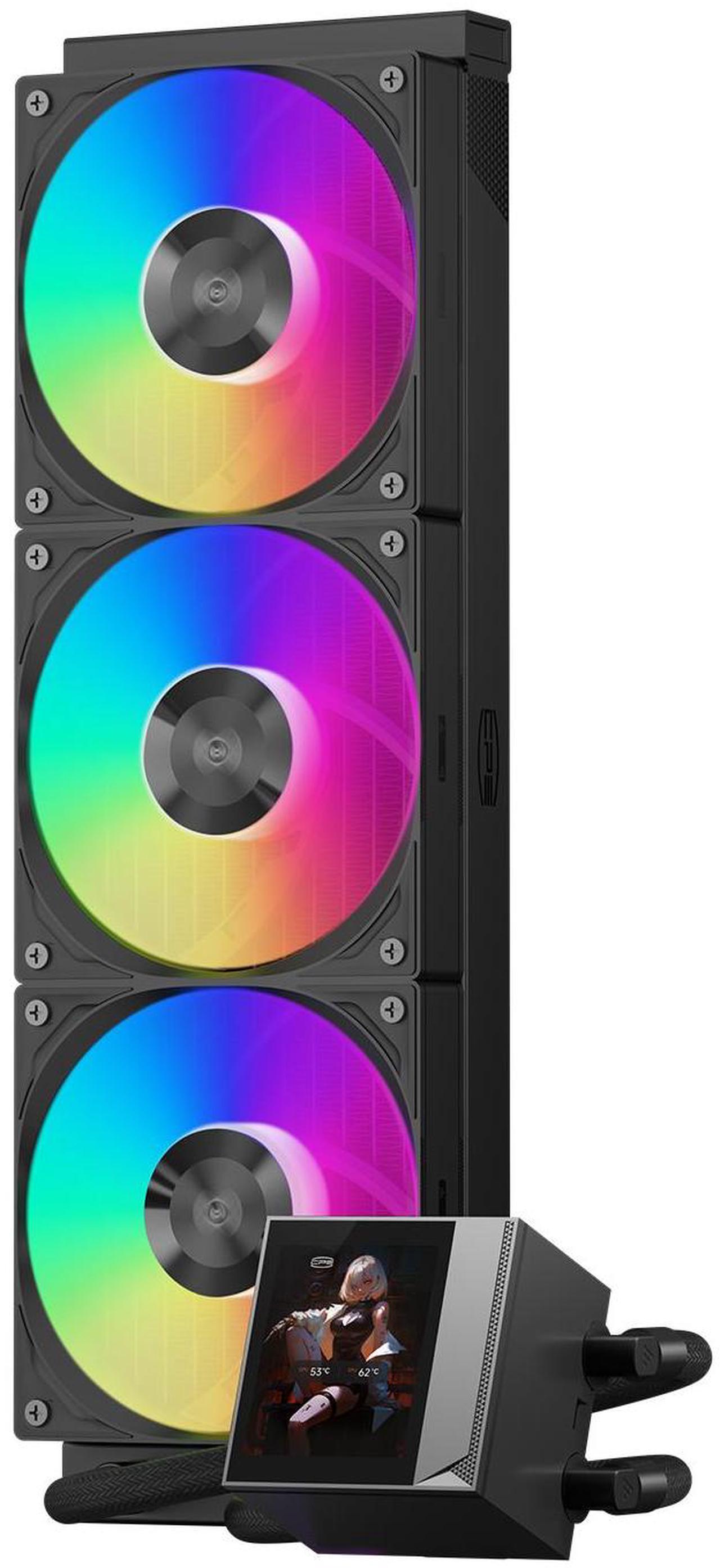 Alt view image 2 of 7 - PCCOOLER CPS DC360 Pro ARGB Display AIO CPU Liquid Cooler, 360mm Radiator, 310W TDP, Customizable 2.4" IPS LCD Display, Ceramic Bearing, for Intel LGA 1851/1700/1200/115X & AMD AM5/AM4, Black