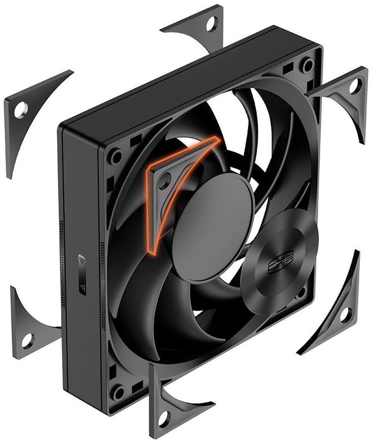 Alt view image 3 of 7 - PCCOOLER CPS F5 R120 BK 3IN1 High-Performance 120mm Case Fans, 4-Pin PWM Silent PC Fans w/ 3 Modes up to 2200RPM, Daisy Chain Computer Fans with FDB, Vibration-Damping Mounting Pads, Black - 3in1 Pack